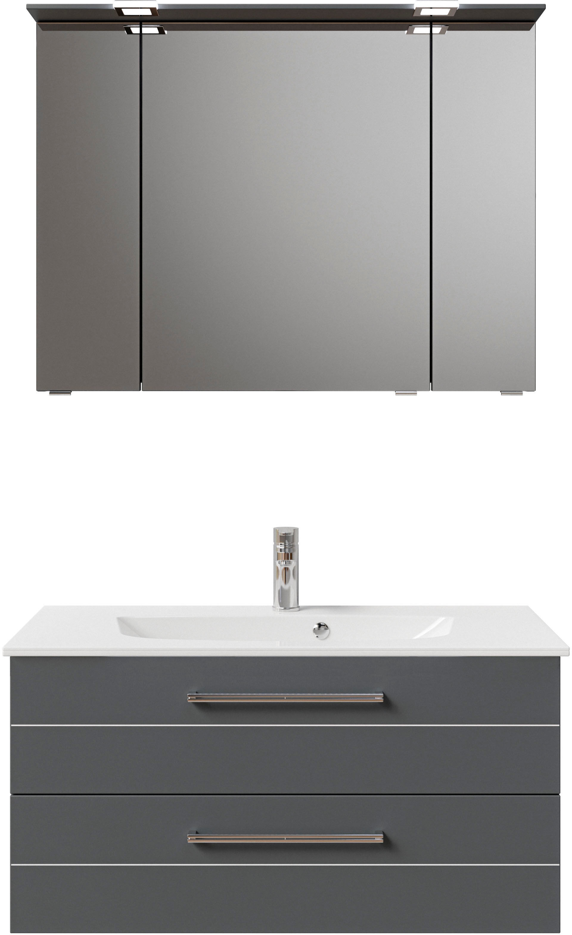 Saphir Badmöbel-Set »Serie 6025 2-teilig Mineralmarmor-Waschtisch mit LED-S günstig online kaufen