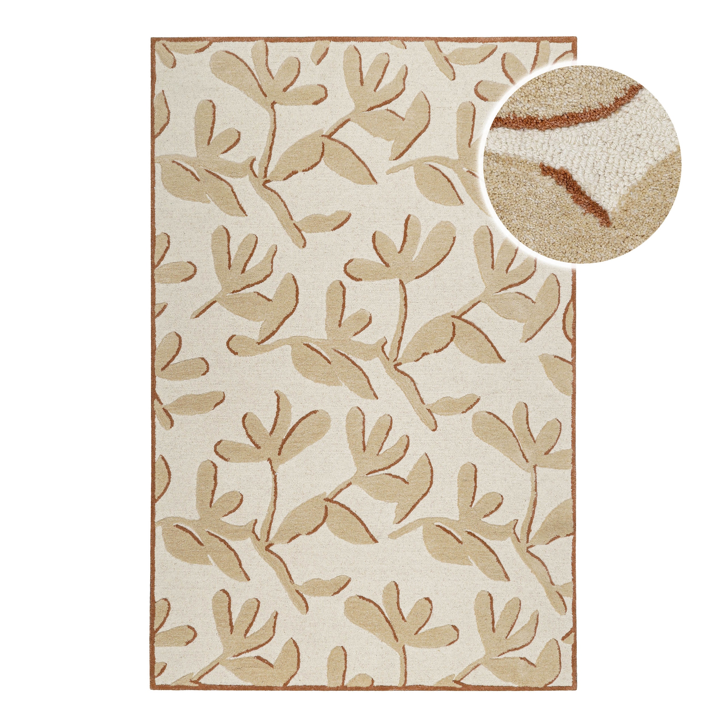 Wecon home Teppich »Summers Peak« rechteckig 16 mm Höhe Kurzflorteppich, Naturfaser, floral, Hoch-Tief-Effekt, handgetuftet