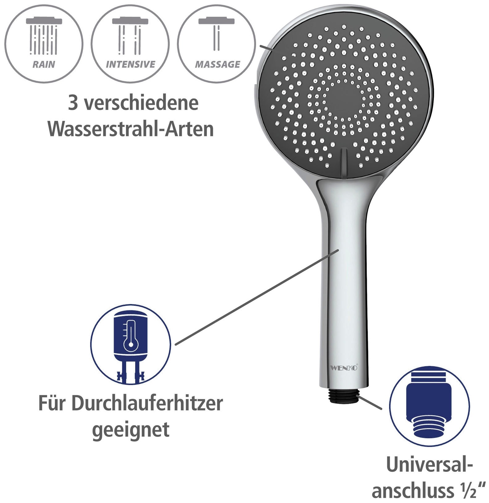 WENKO Duschsystem »Watersaving«, einfacher Anschluss an bestehende Armatur oder Wandanschlussbogen