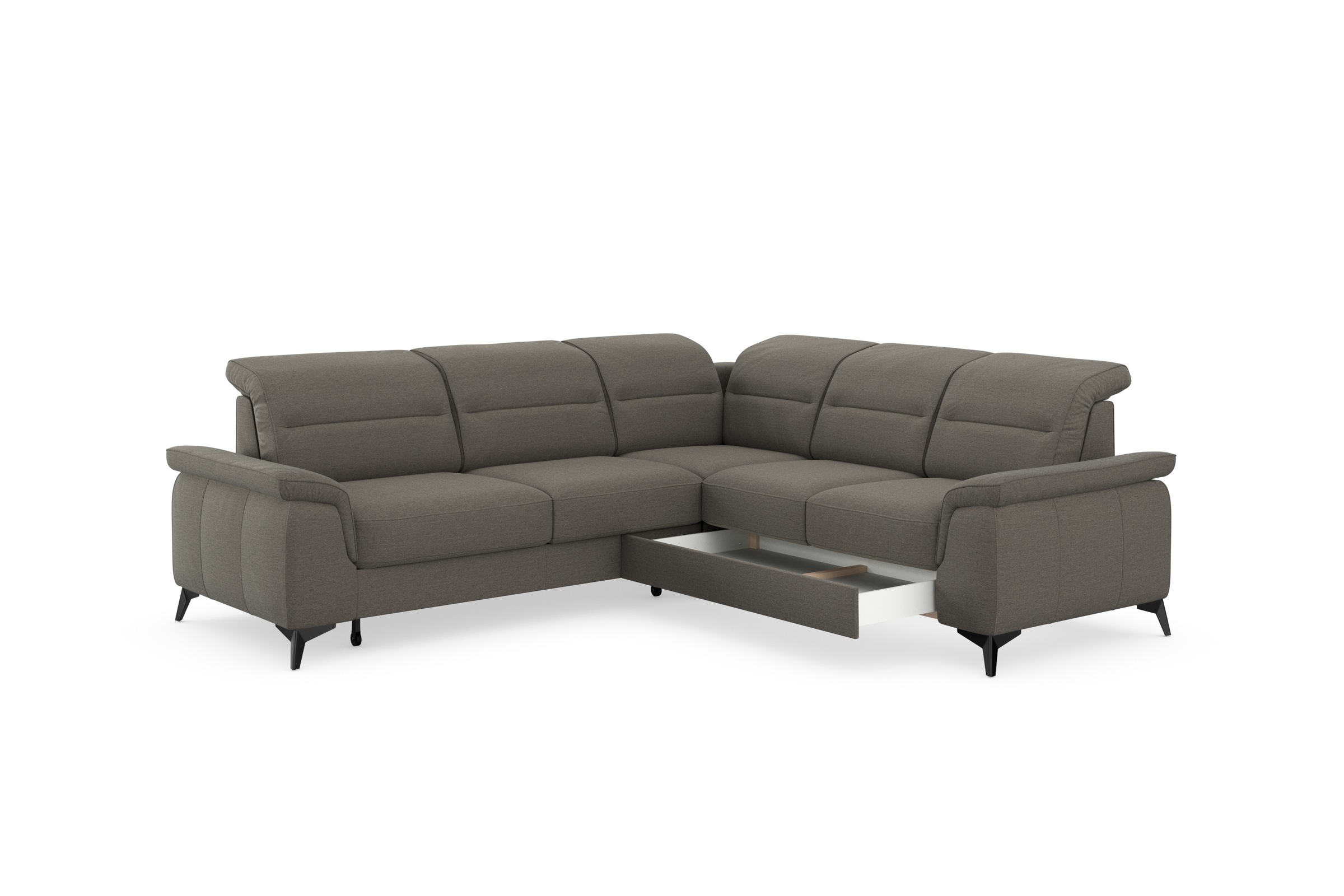 sit&more Ecksofa »Sinatra L-Form«, optinal mit Kopfteilverstellung und Armteilfunktion, Metallfüße