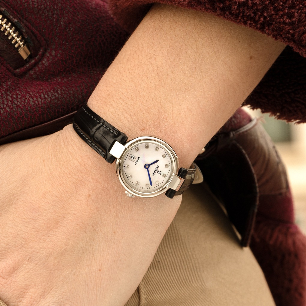 Festina Quarzuhr »Mademoiselle« Armbanduhr, Damenuhr, Lederarmband, analog, Tag