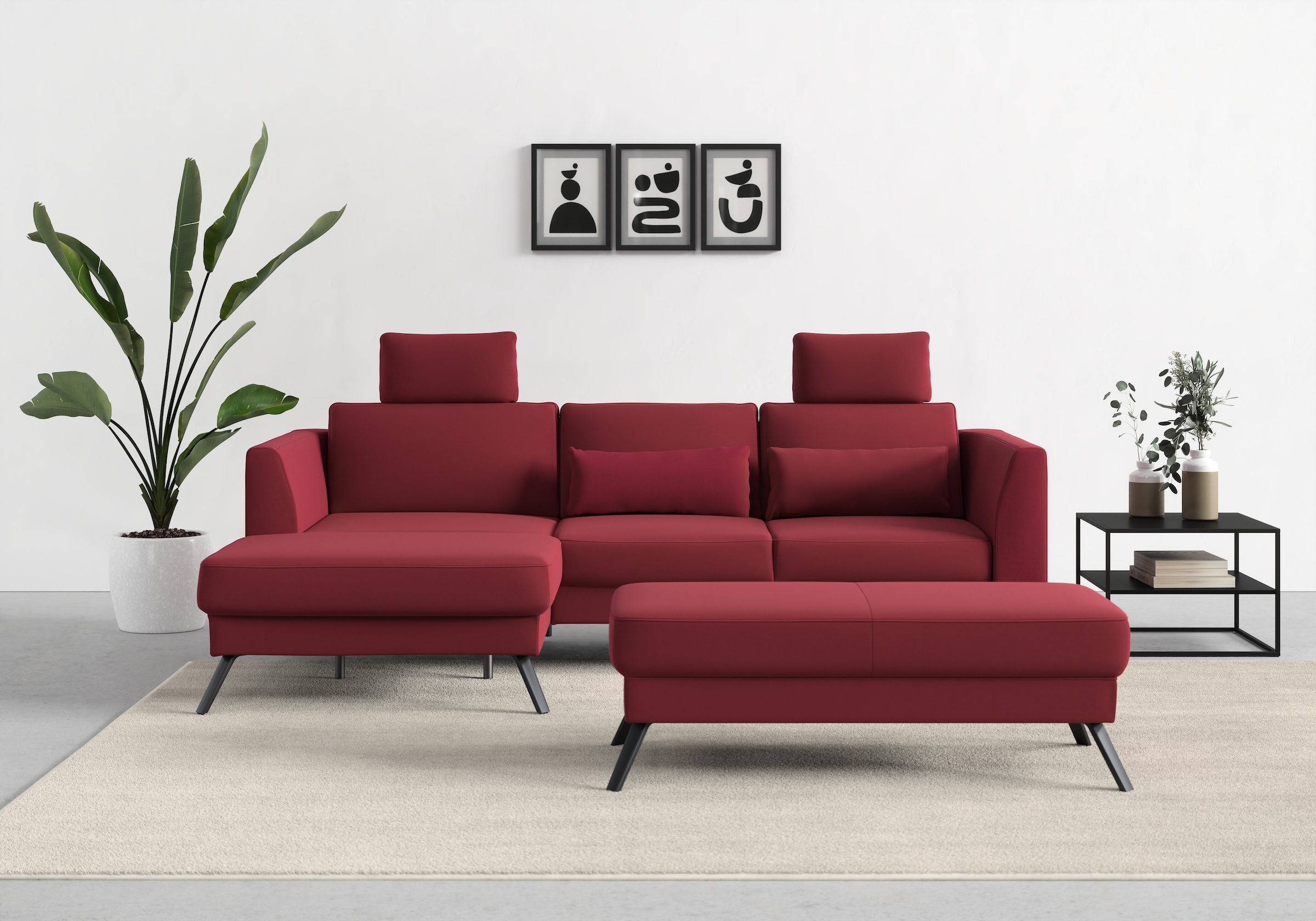 sit&more Ecksofa »Lindholm L-Form«, mit Sitztiefenverstellung und Federkern