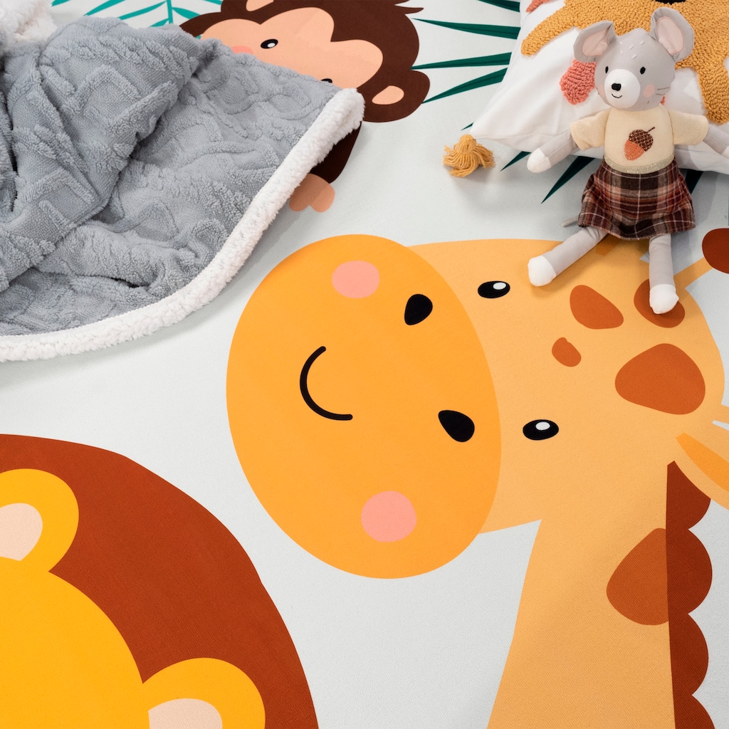 Paco Home Kinderteppich »Bino 582«, rechteckig, Spielteppich, Motiv Tiere, Löwe & Giraffe, Kinderzimmer