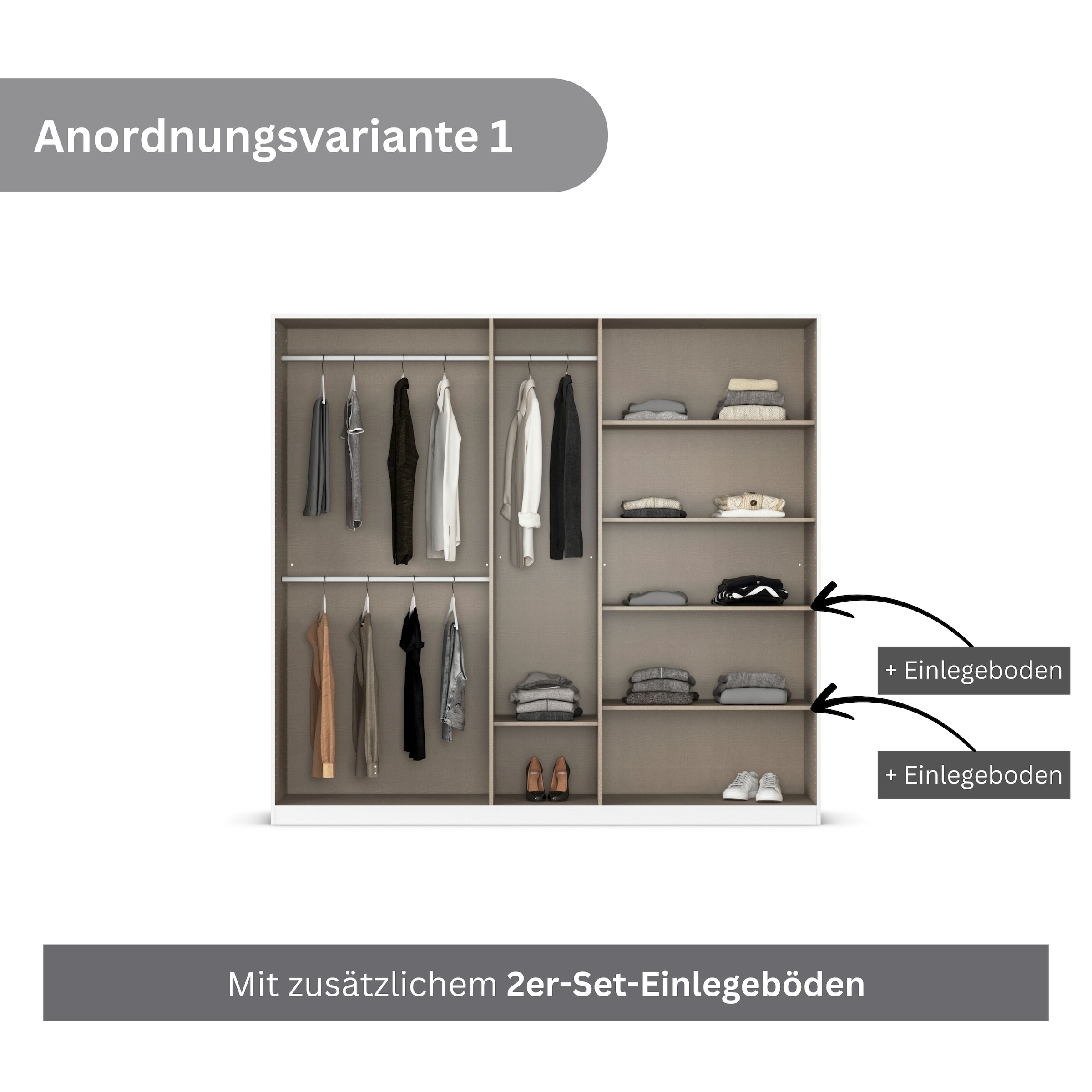 rauch Drehtürenschrank »Kleiderschrank Kleiderschränke Schrank Garderobe AGORDO mit Glasfront«, (in zwei Griff-Farben), durchdachte Innenausstattung, in 6 Breiten und 2 Höhen MADE IN GERMANY