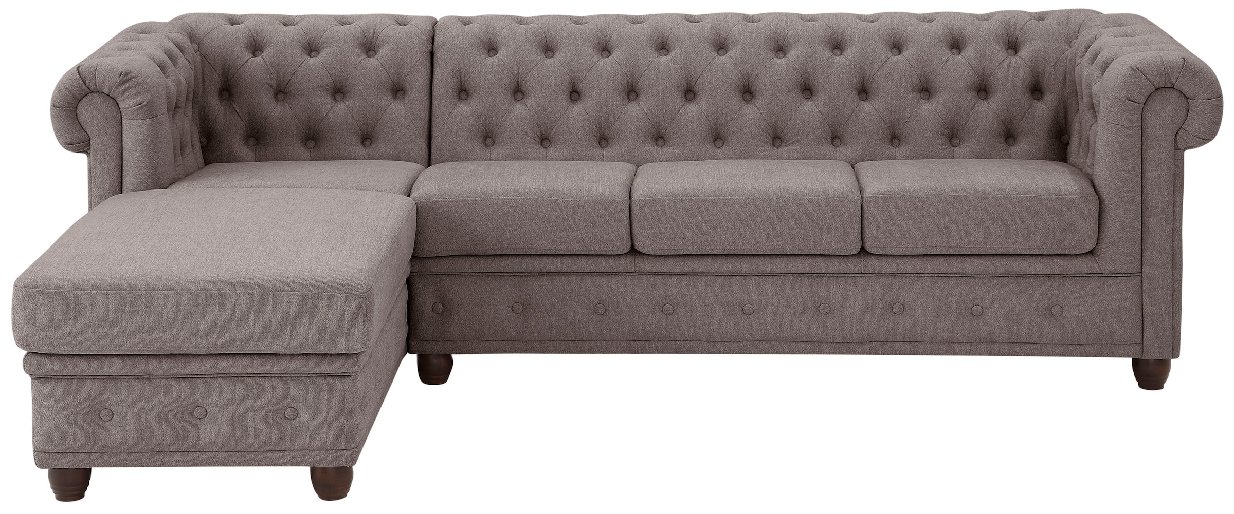 Home affaire Chesterfield-Sofa »New Castle L-Form«, hochwertige Knopfheftung in Chesterfield-Design, B/T/H: 255(171/72)