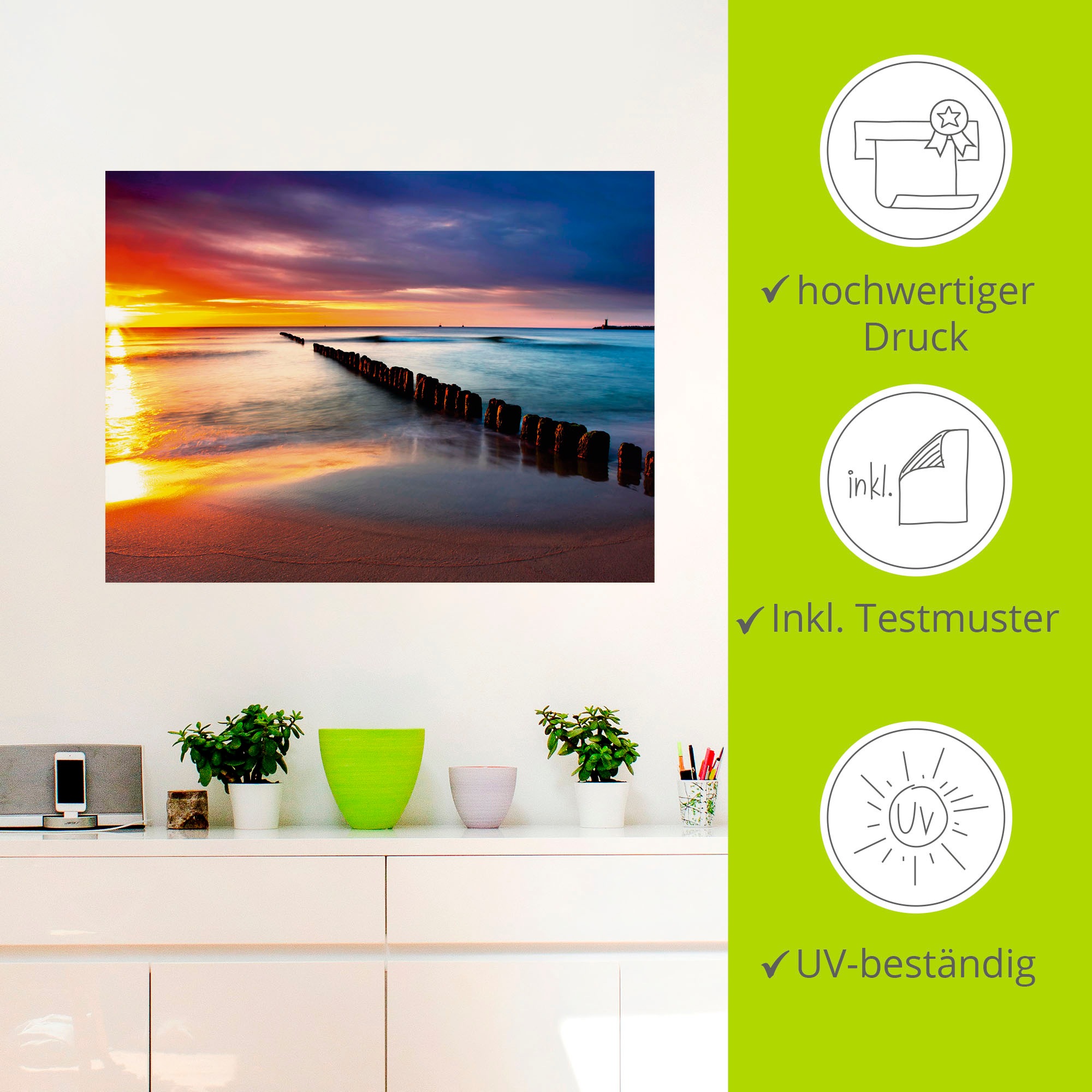 Artland Wandfolie »Ostsee mit schönem Sonnenaufgang«, Strand, (1 St.), selbstklebend