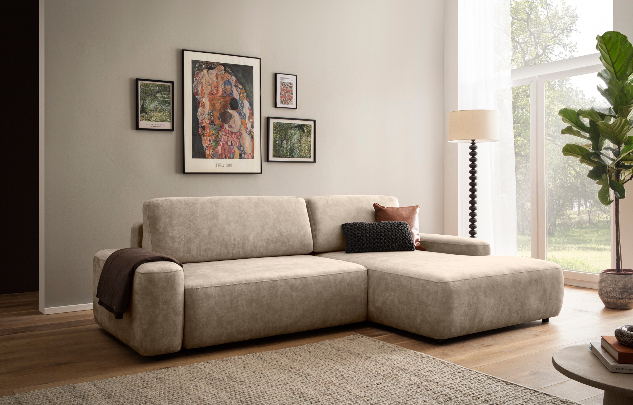 INOSIGN Ecksofa »TORGE (264cm), Schlafsofa in Cord, Samtvelours o Struktur günstig online kaufen