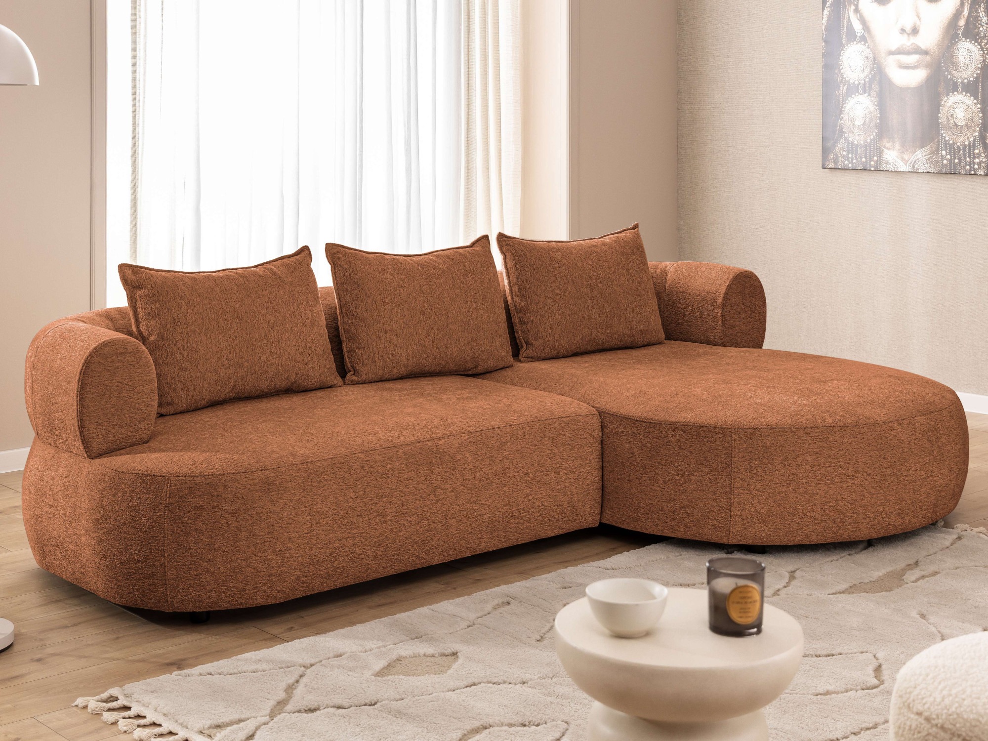 Home affaire Ecksofa »LUSSAC L-Form Design-Sofa mit Zierkissen, Maße B/T/H: günstig online kaufen