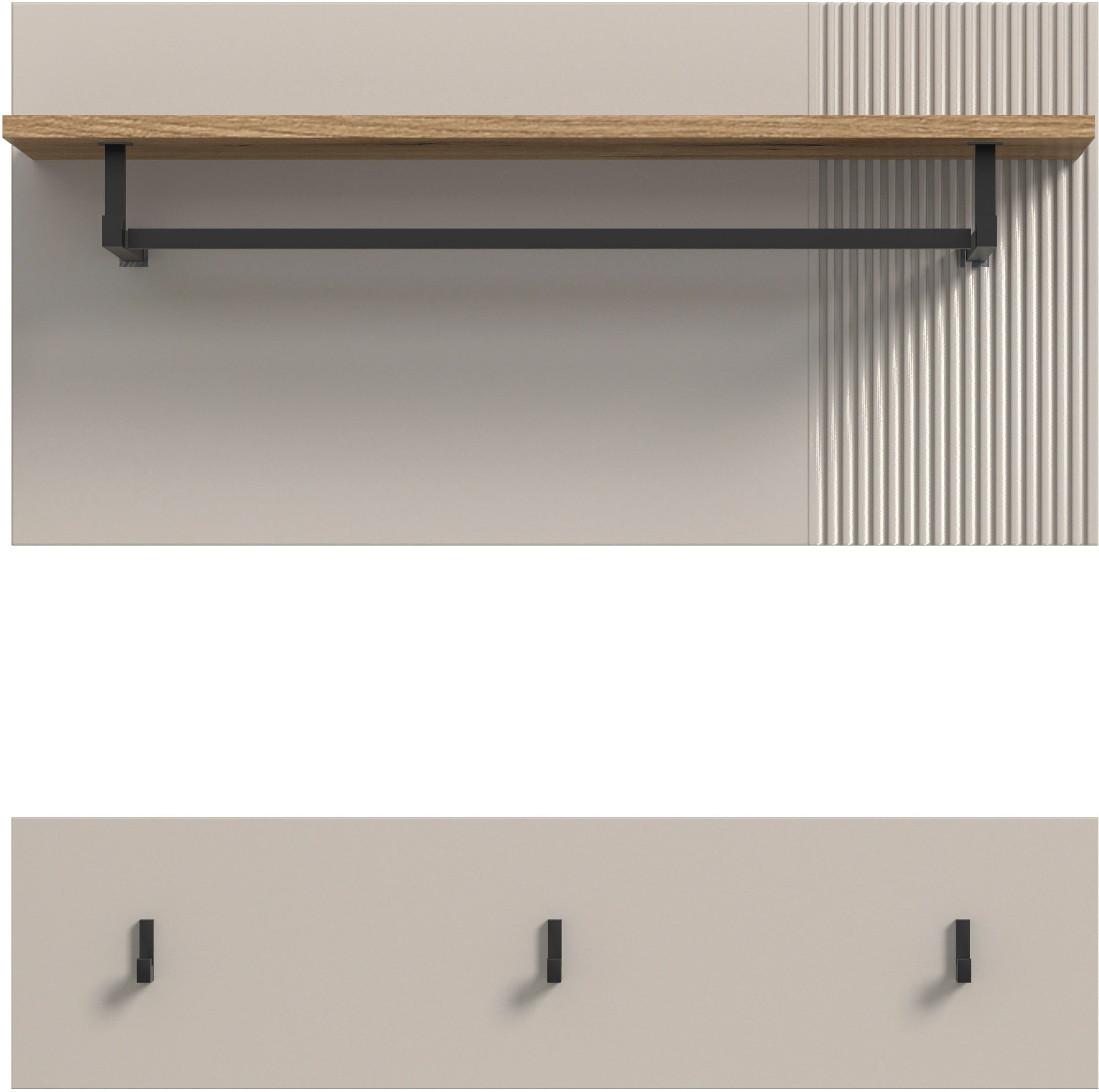 INOSIGN Garderobenpaneel »EDIL, Breite 80cm, 2-teilig, Hakenleiste & Paneel« moderne Farbkombination, Haken aus Metall,  Paneel, Garderobe, Wandboard, Ablage, Wandpaneel