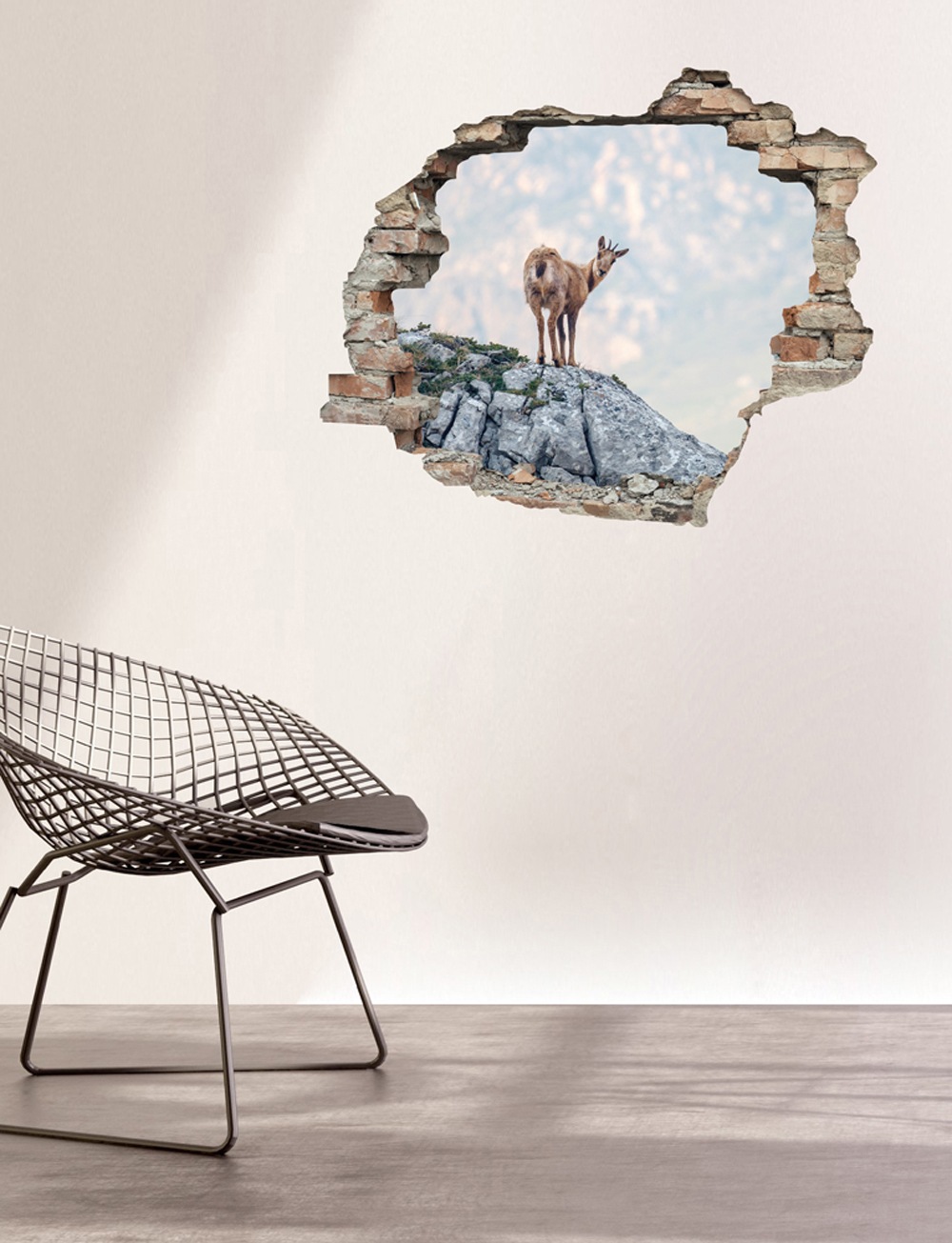 queence Wandtattoo »Gams« Wandsticker, Wandbild, selbstklebend, 3D, Wanddurchbruch