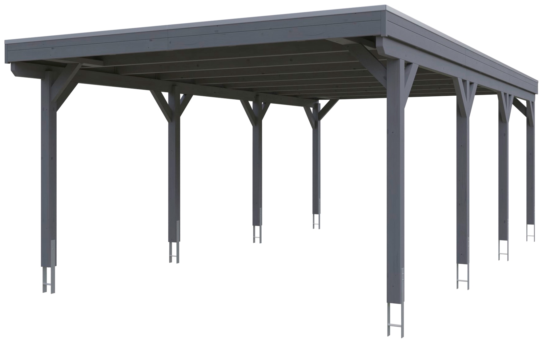 Skanholz Einzelcarport »Grunewald«, Leimholz-Nordisches Fichtenholz, dunkelgrau, mit Aluminiumdach