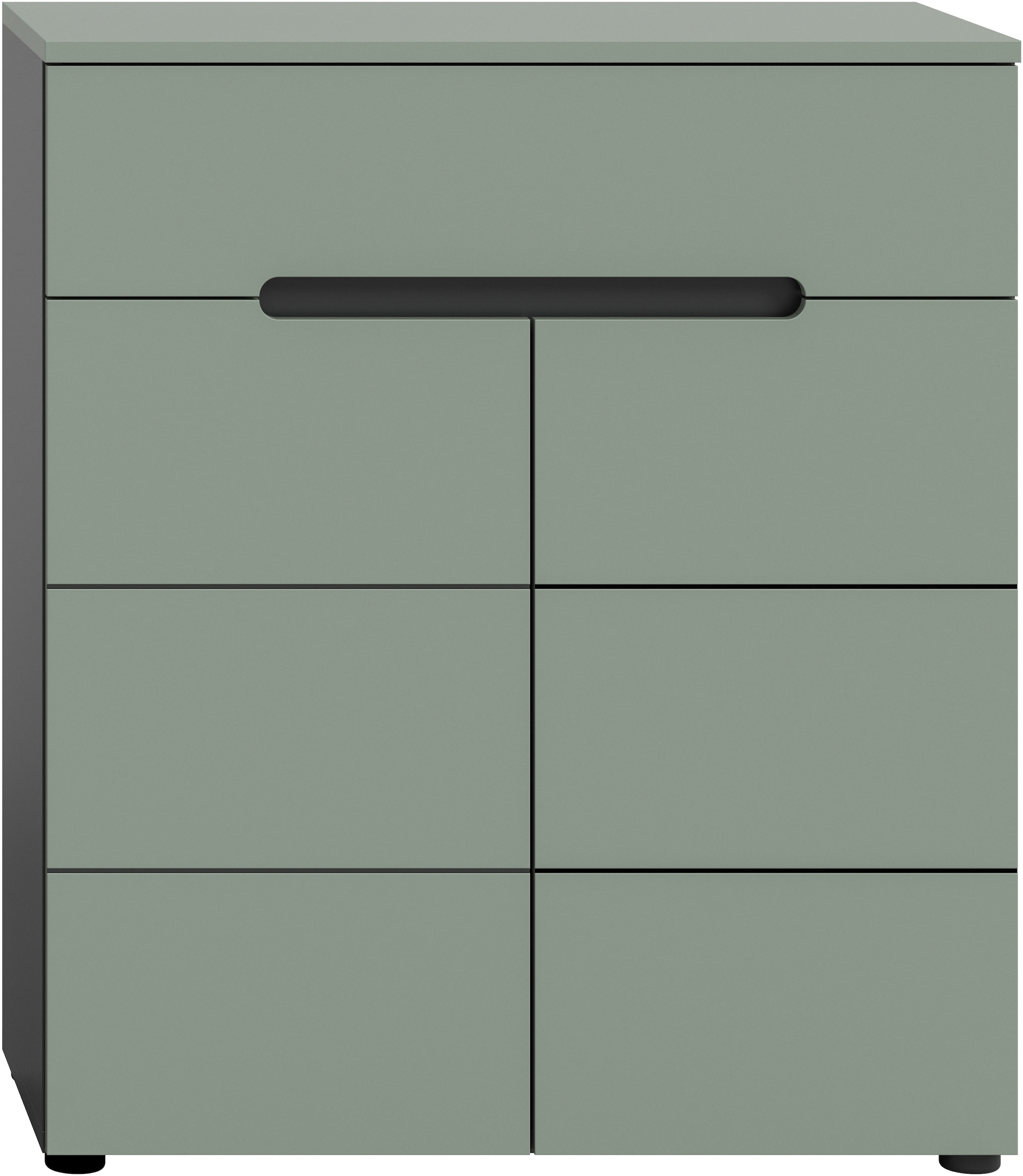 INOSIGN Schuhkommode »REHAT, TOPSELLER!, Breite 80cm, 2 Türen, 1 Schubkasten, 4 Fächer«, (1 St.), Rehat, Schuhkommode, Basalt grau / Smoke Green NB, ca. 12 Paar Schuhe