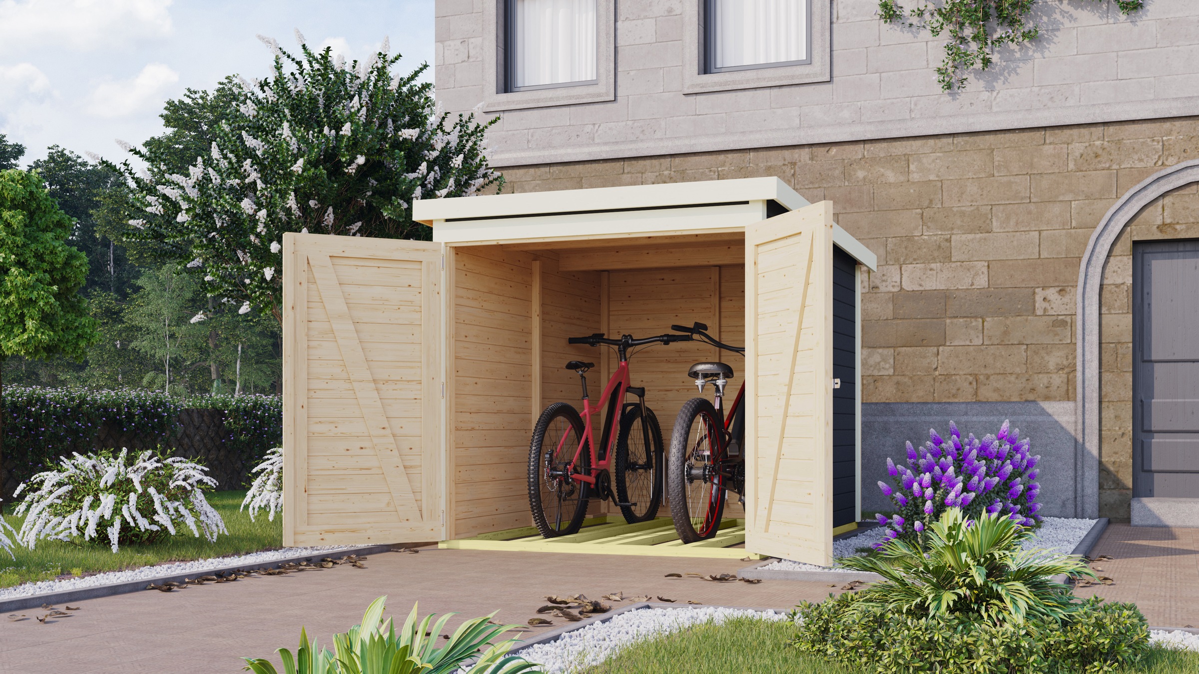 Karibu Fahrradbox »Fahrradgarage«, in verschiedenen Farben, BxTxH: 162,5x216x167 cm
