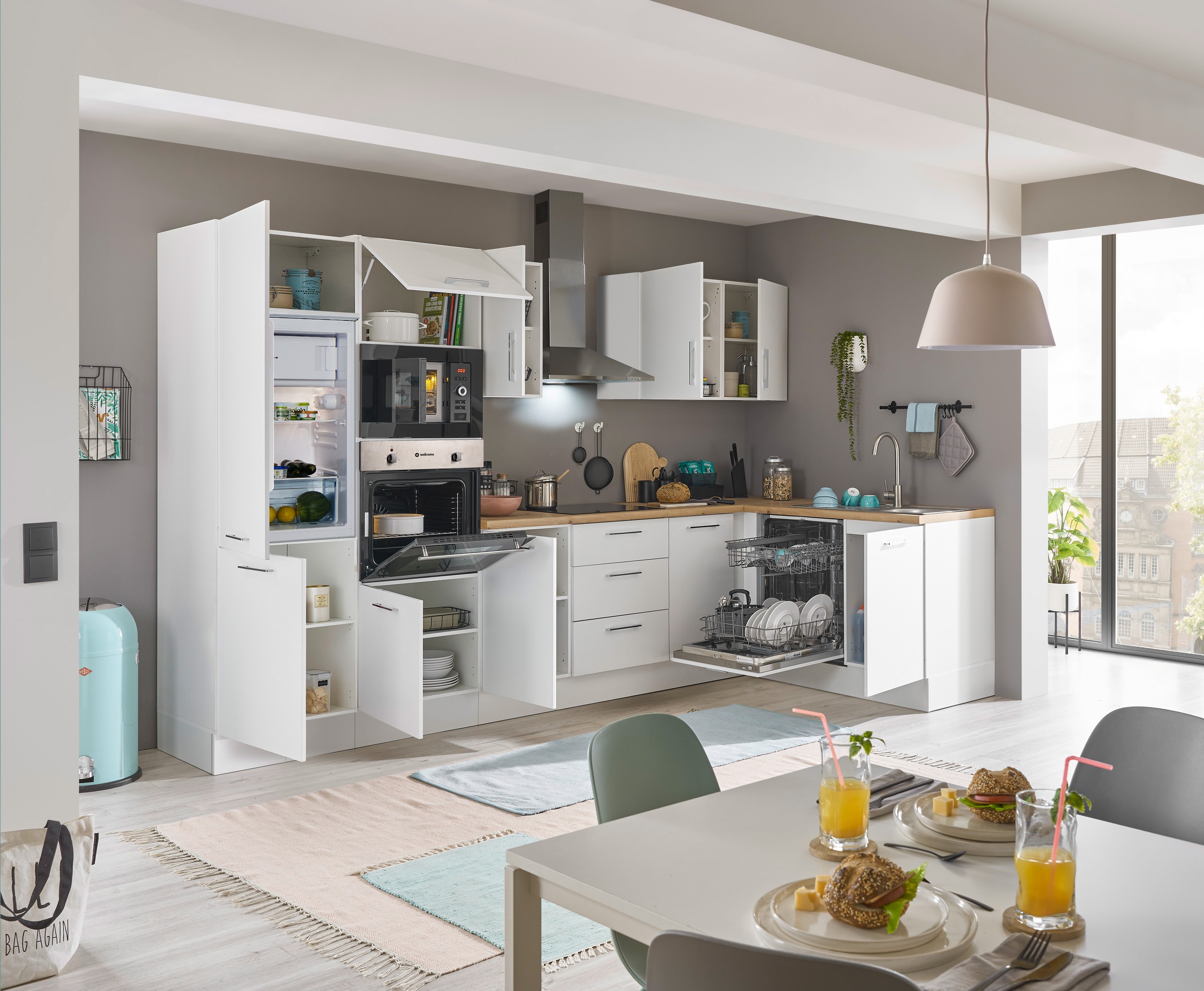 BASIC by Balculina Winkelküche »Turin«, Stellbreite 340x175 cm, wahlweise mit E-Geräten