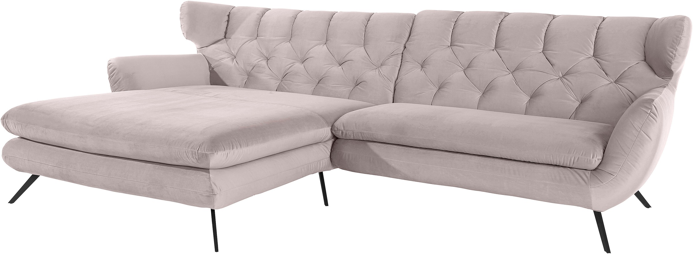 3C Candy Ecksofa »Beatrice Designsofa in moderner Retrooptik, bequem und extravagant«, mit Rückensteppung im Rautenmuster, Ohrenbacken Optik, L-Form