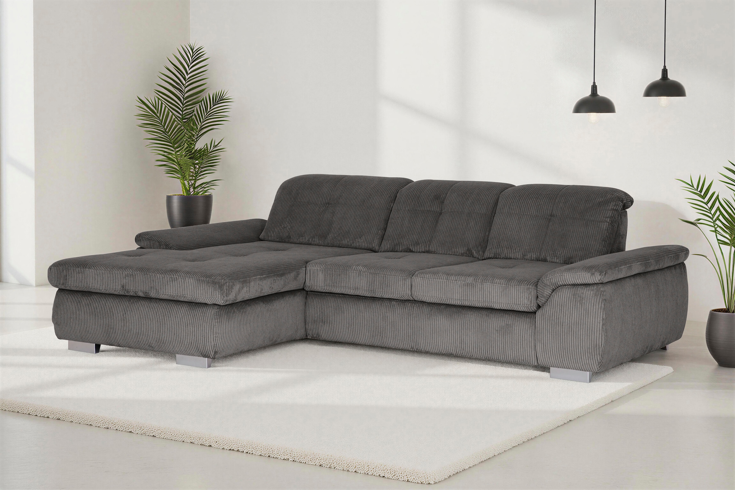 Die PlanBar Ecksofa »MP-IN16037 L-Form, Breite 289 cm, mit Kaltschaum-Polsterung« mit Sitztiefenverstellung & Zierkissen