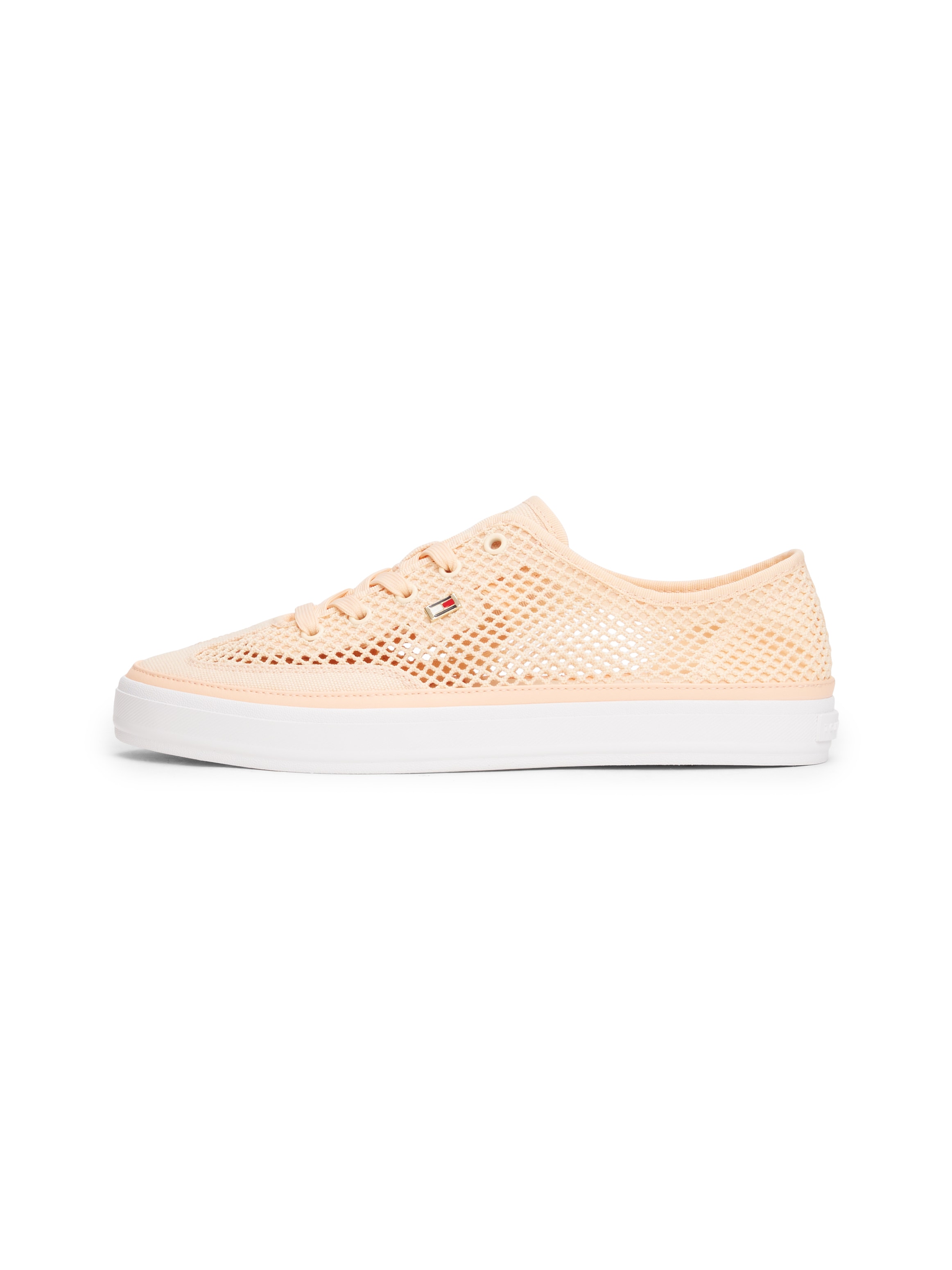 Tommy Hilfiger Plateausneaker »TH OPEN MESH VULC SNEAKER«, Freizeitschuh, Halbschuh, Schnürschuh mit Logoflagge