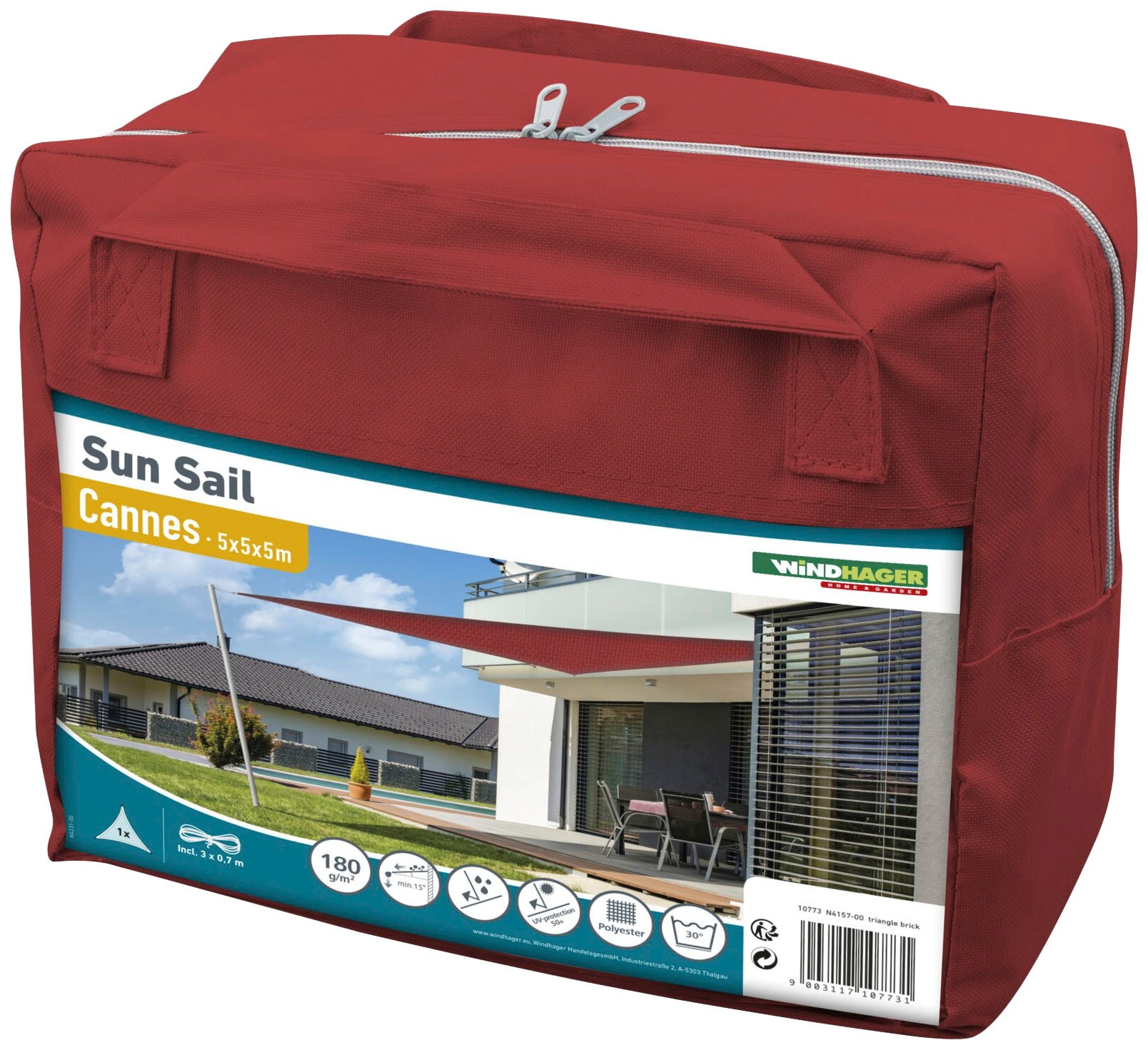 Windhager Sonnensegel »Capri Dreieck« 5x5x5m, rot