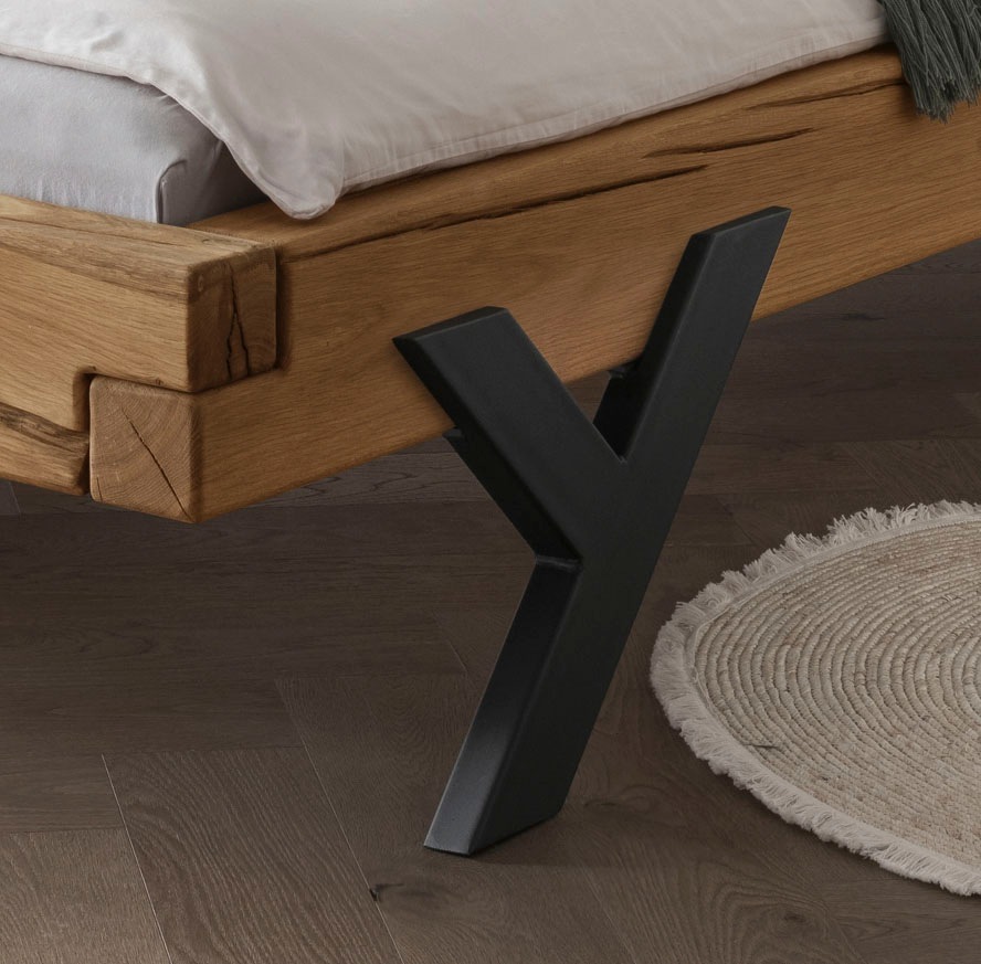 Home affaire Massivholzbett »Ultima Balkenbett Doppelbett, Füße aus Metall günstig online kaufen