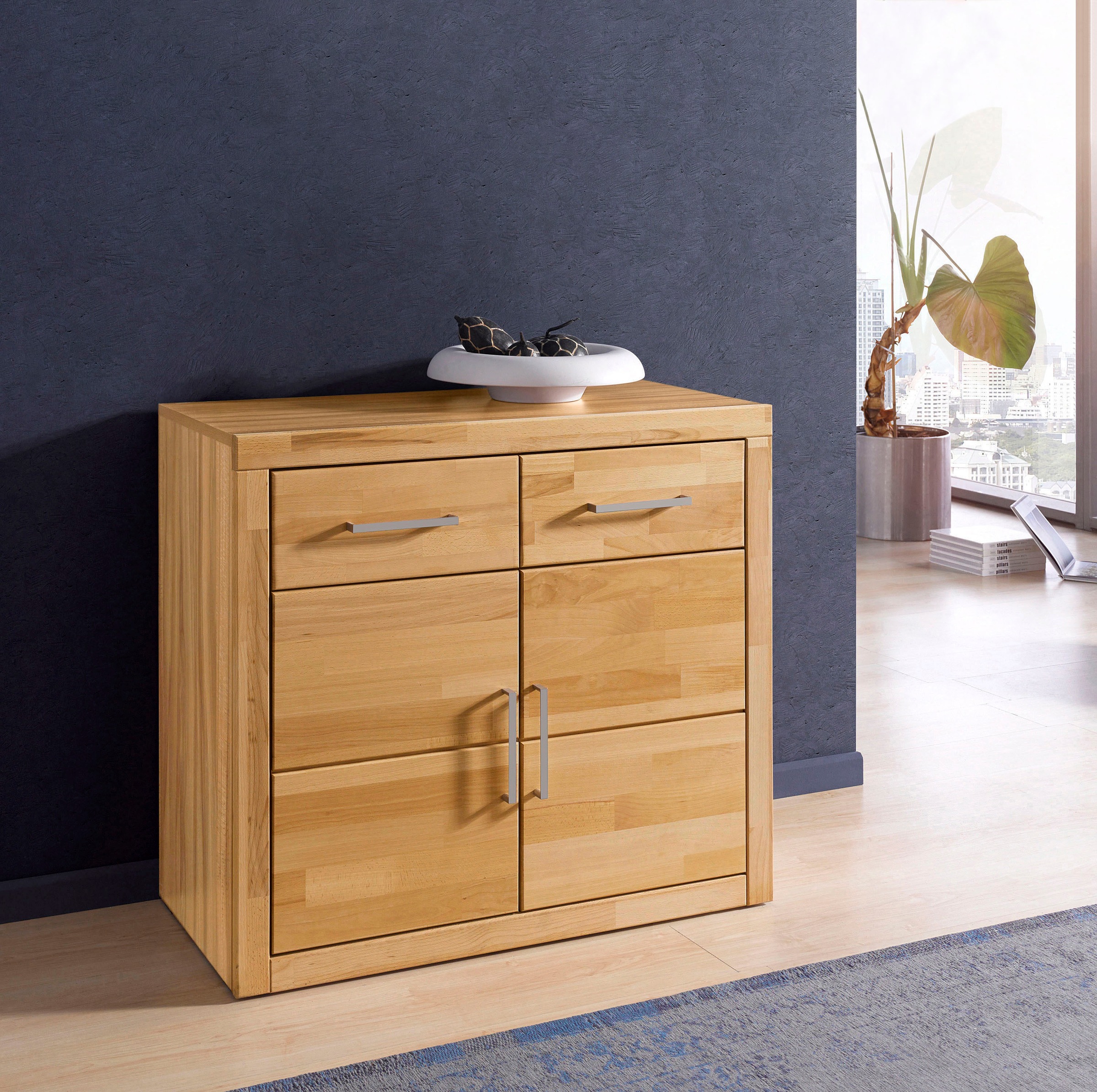 Home affaire Kommode »Logo,90cm breit,42 cm tief, Fronten Massivholz,2 Türe günstig online kaufen
