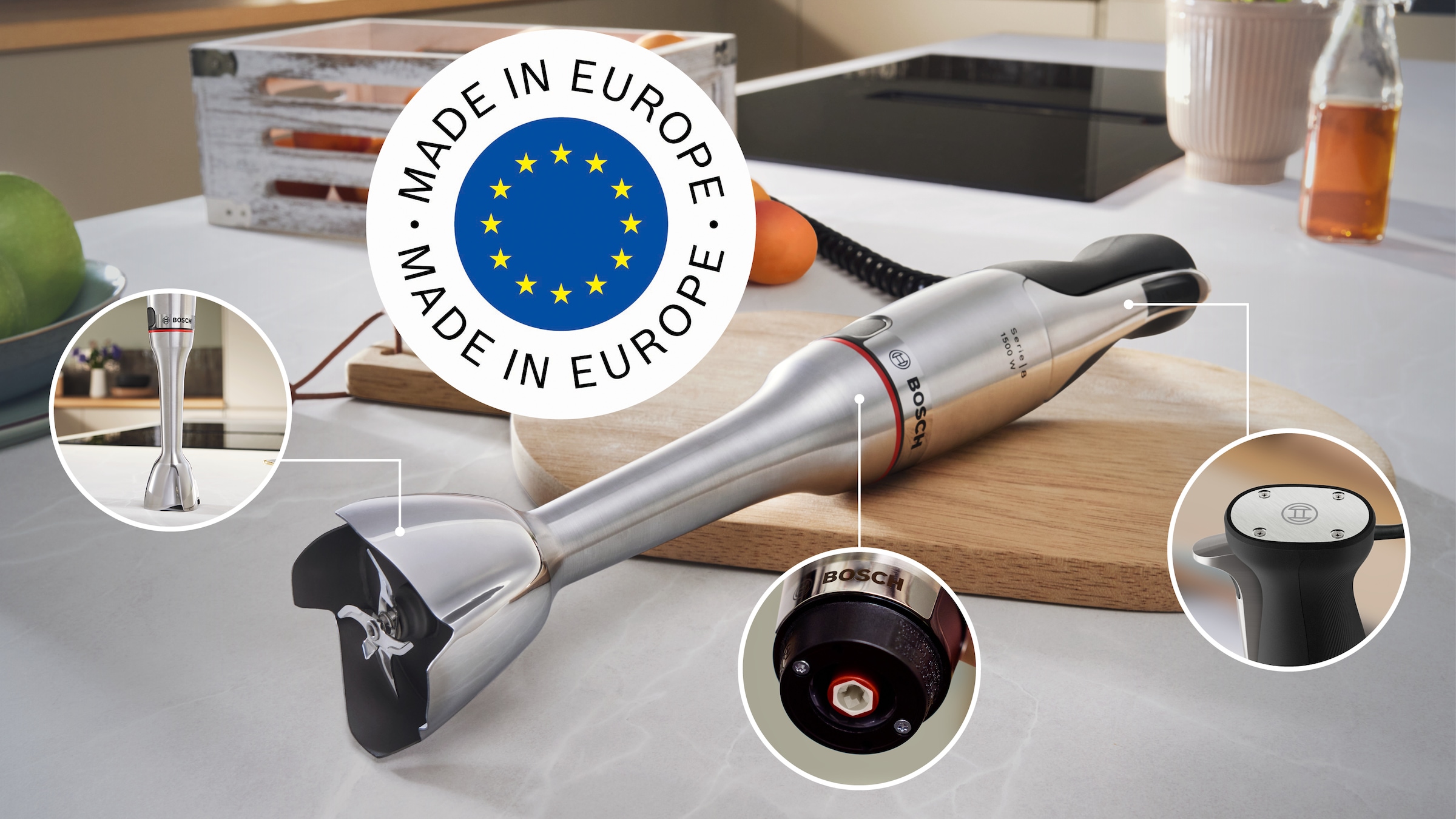 BOSCH Stabmixer »ErgoMaster Serie 8, MSM8M914, Doppelschneebesen, Spiralkabel, Becher« 1500 W 6 Klingen Edelstahl, Keramikkupplung, luftgekühlter Motor