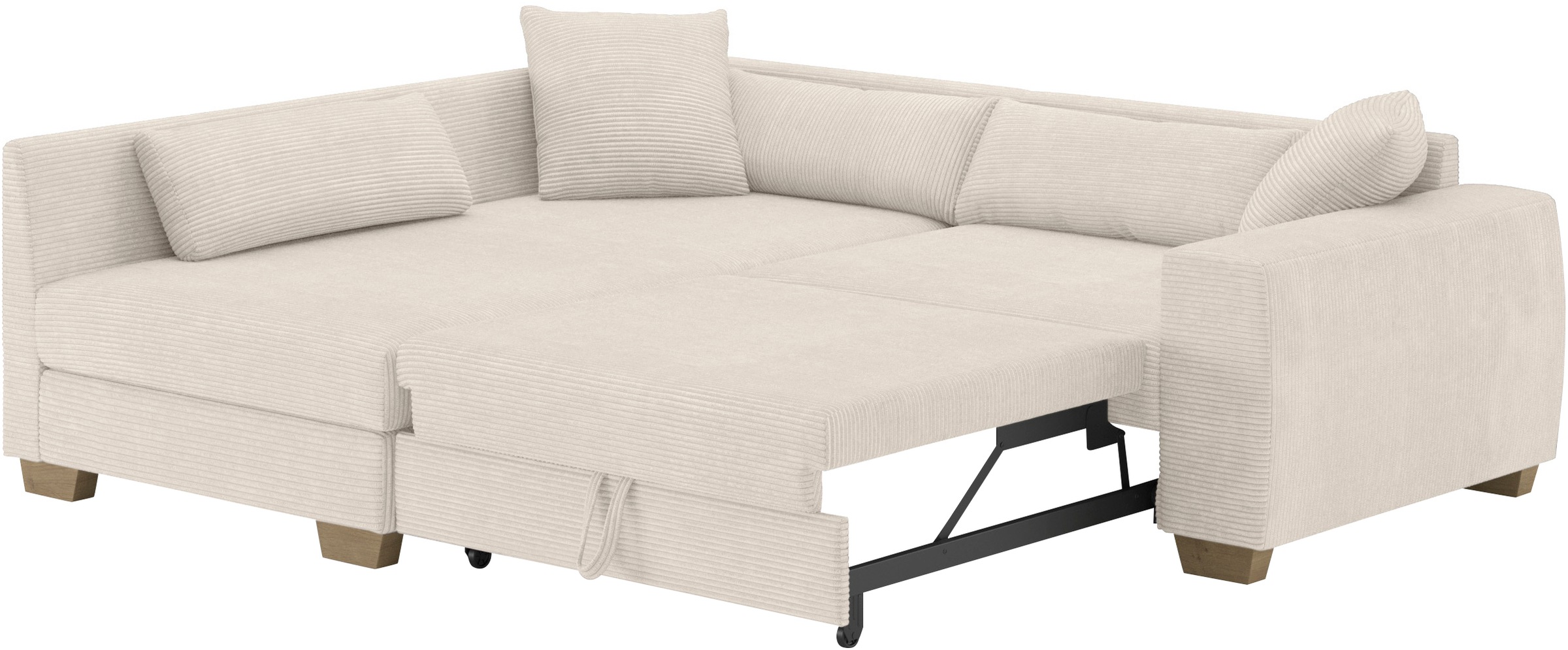 Mr. Couch Ecksofa »Helena L-Form, bis 140 kg belastbar«, mit Taschenfederkern, wahlweise mit Bettfunktion