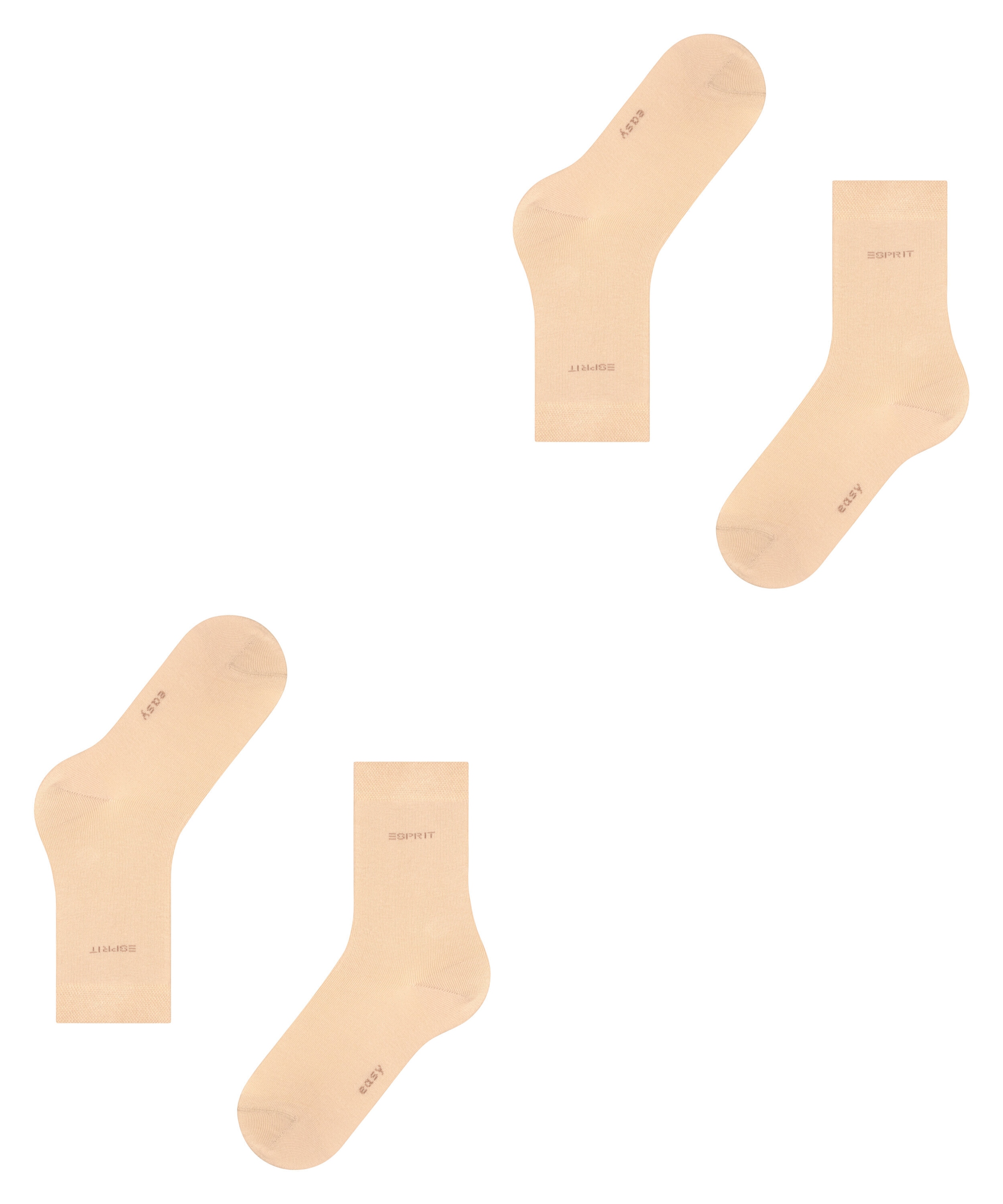 Esprit Socken »Basic Easy«, (2 Paar), ohne einschneidendes Bündchen, Basic-Socke, Uni-Strümpfe