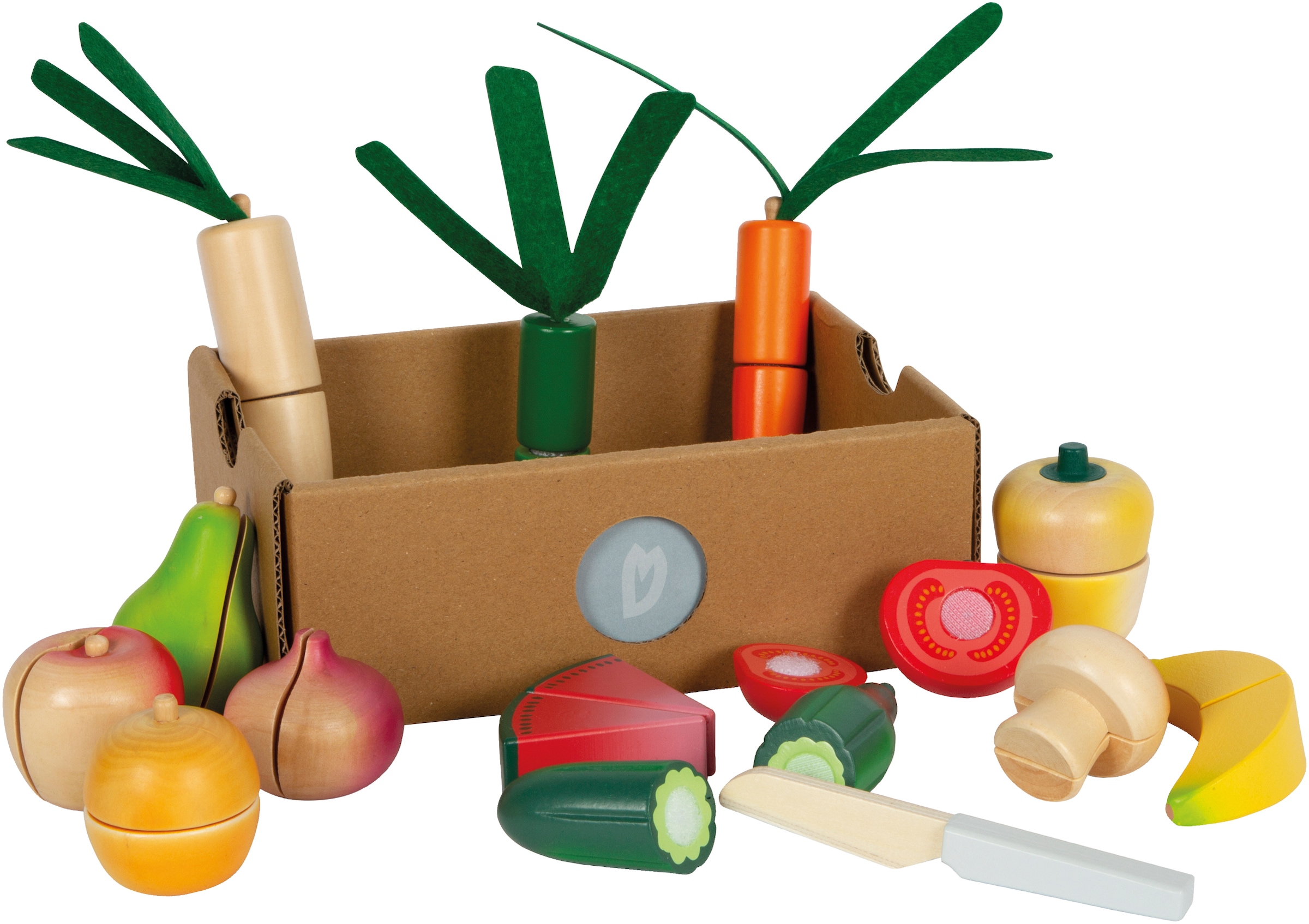 Small Foot Spiellebensmittel »Schneide-Set Obst u. Gemüse fresh«, (Set, 15 tlg.), aus Holz