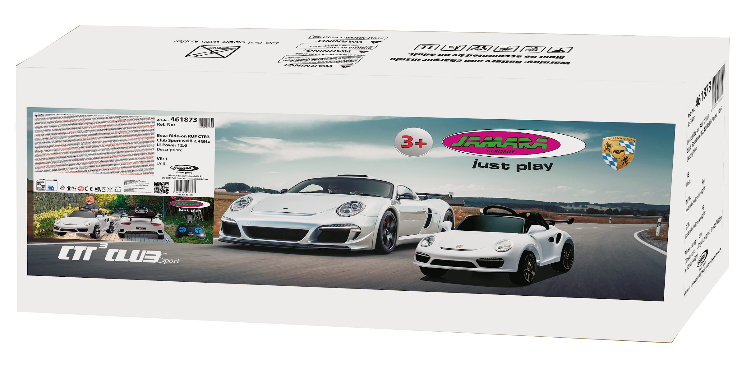 Jamara Elektro-Kinderauto »Ride-on RUF CTR3 Club Sport weiß, 2,4GHz, Li-Power 12.6« ab 3 Jahren bis 30 kg mit Licht und Sound