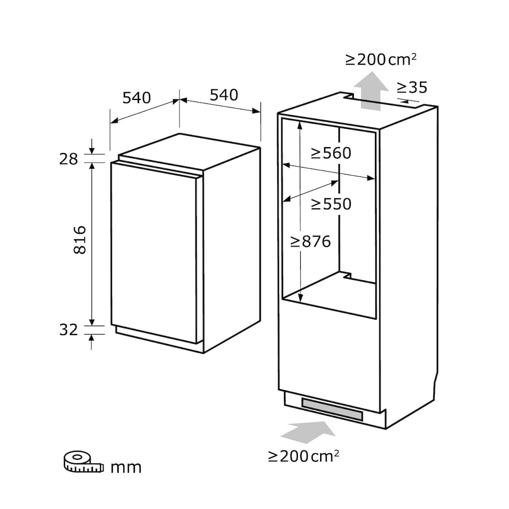 exquisit Einbaukühlschrank »EKS131-V-040E«, EKS131-V-040E, 88 cm hoch, 54 cm breit