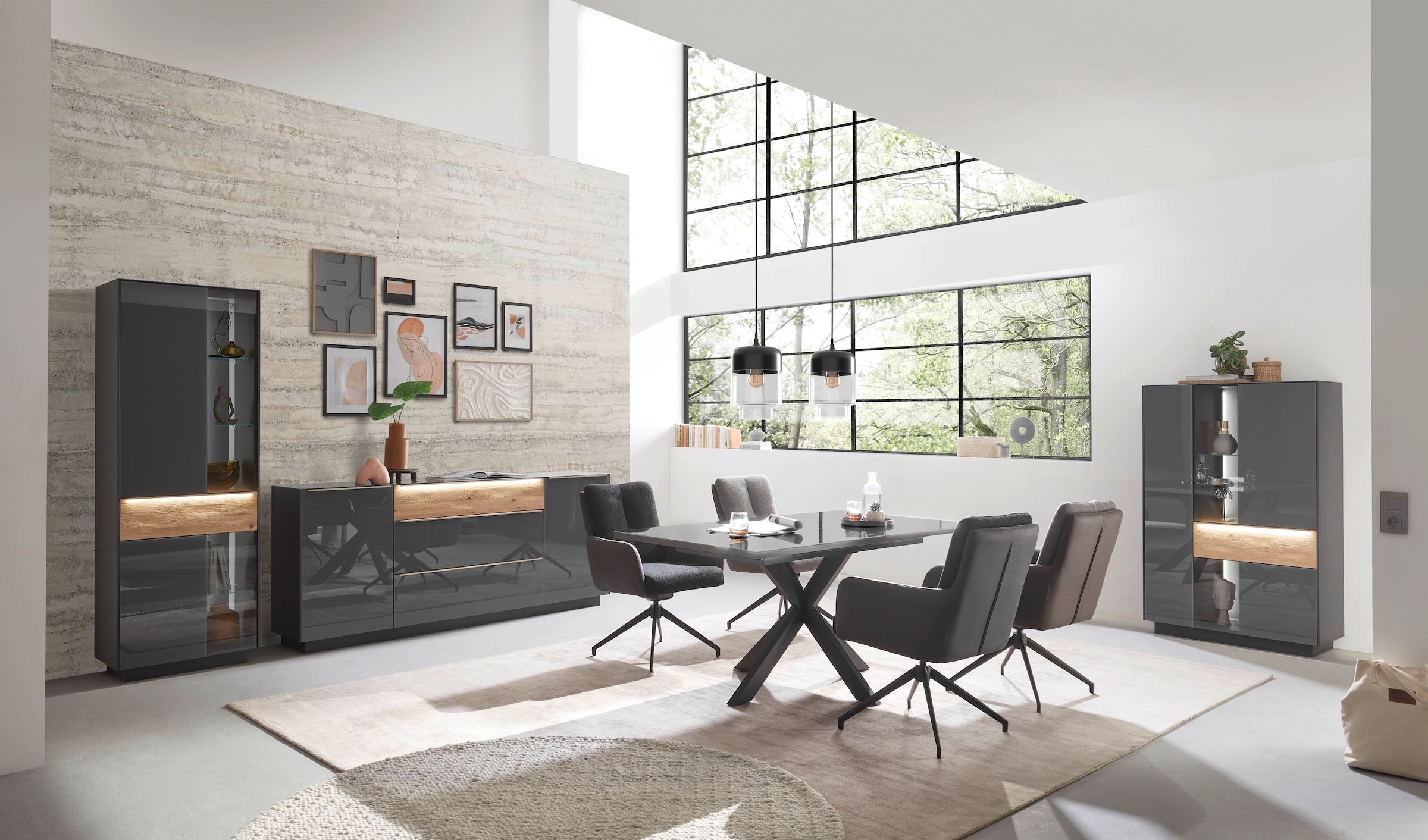 Mäusbacher Sideboard »Nova« Sideboard, BHT 214/92/42 cm, inkl. Griffbeleuchtung, Türdämpfung