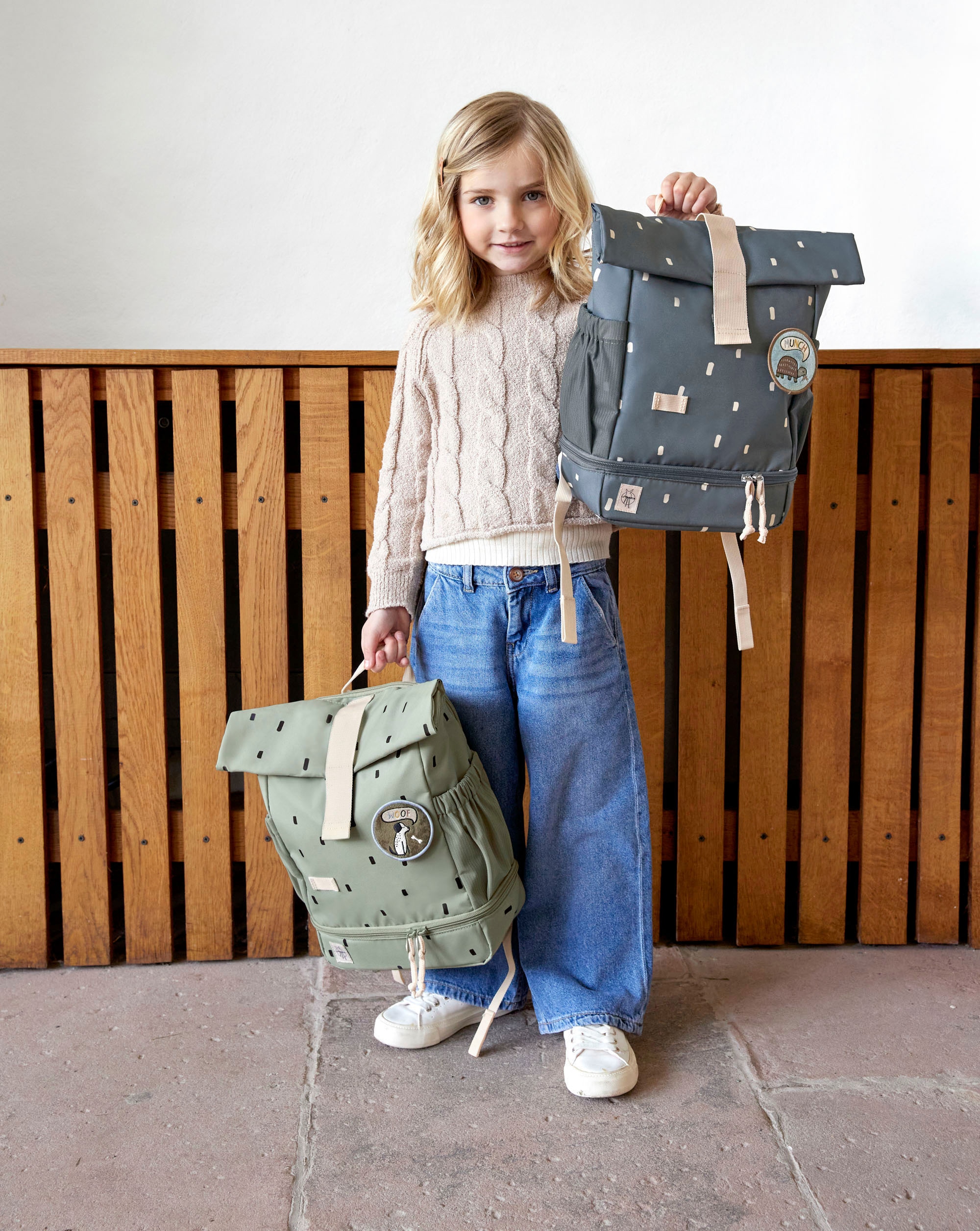 LÄSSIG Kinderrucksack »Happy Prints, Mini Rolltop, Midnight Blue«, Reflektoren