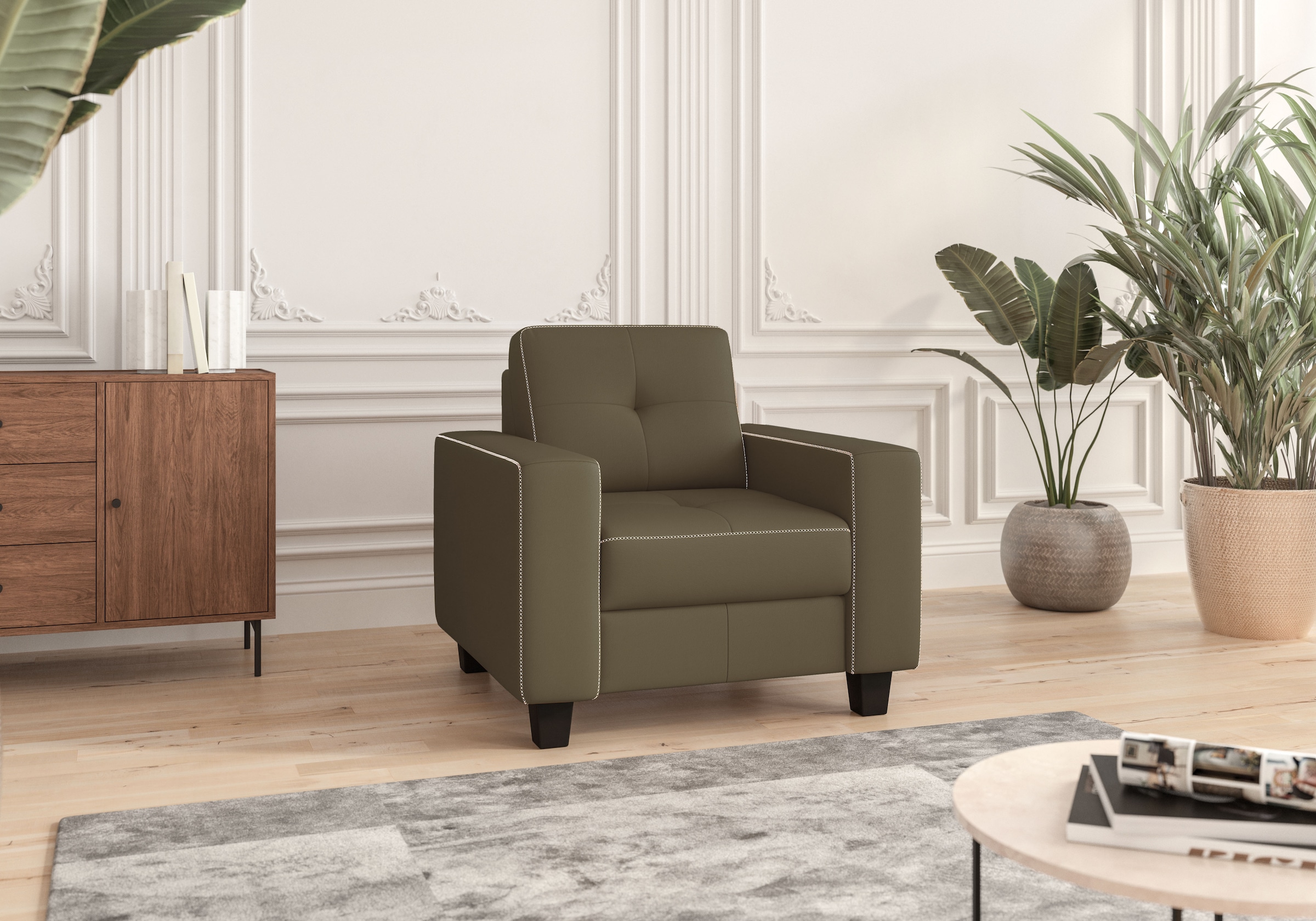 PLACES OF STYLE Sessel »Varese« Kreuznaht in beige günstig online kaufen