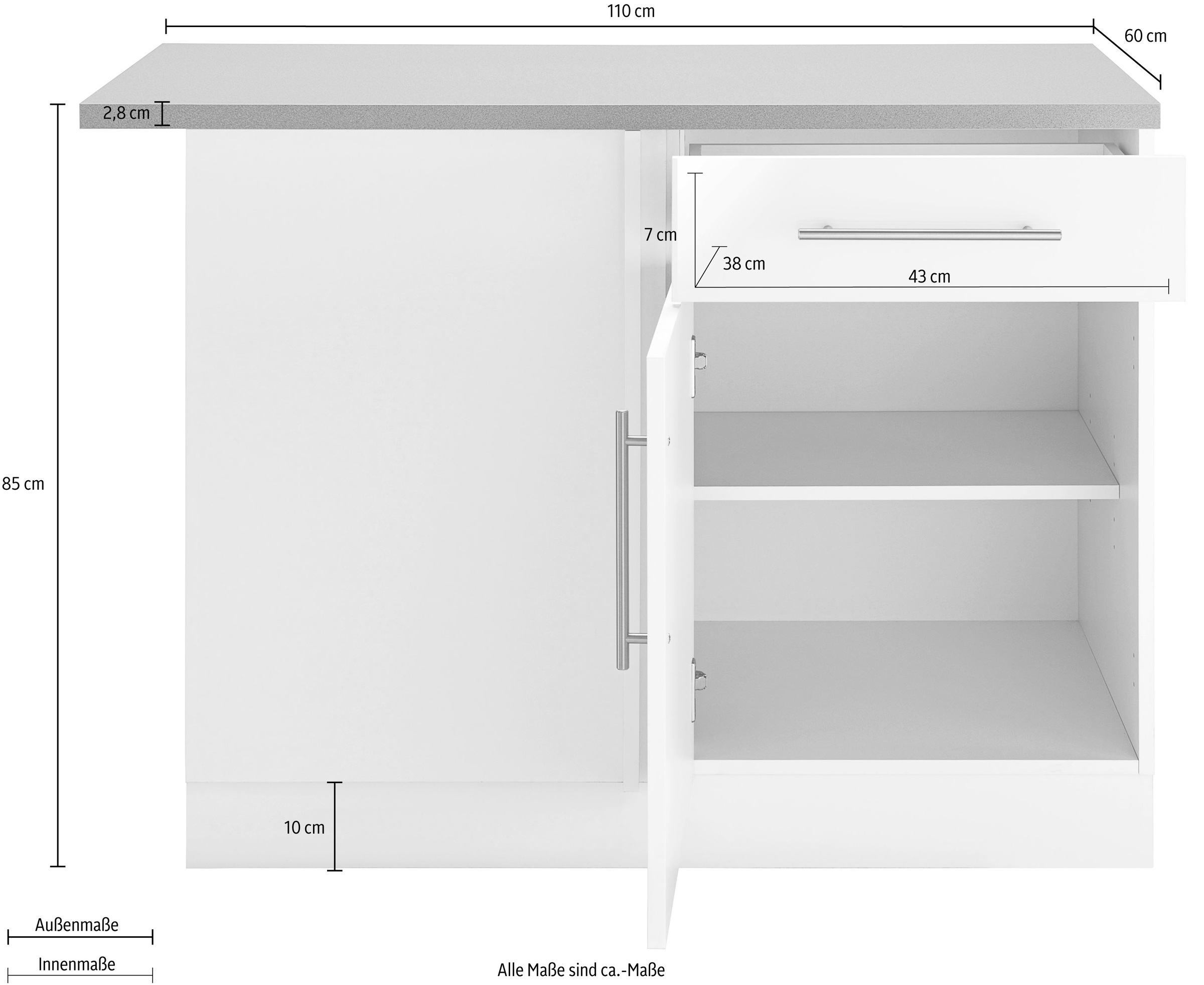 wiho Küchen Eckunterschrank »Cali«, 110 cm breit