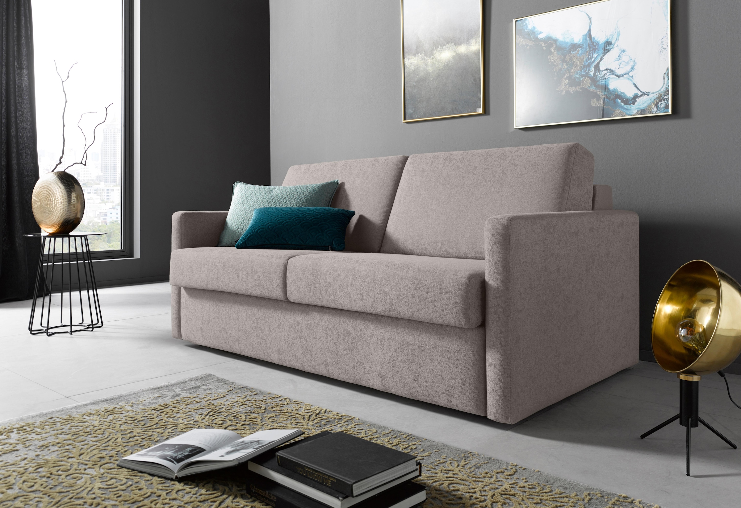 Places of Style Schlafsofa »GOLDPOINT 182cm, Dauerschläfer, Liegefläche 140/200 cm,«, 3-Sitzer mit Dauerschläfer-Funktion, Bonell-Federkernmatratze