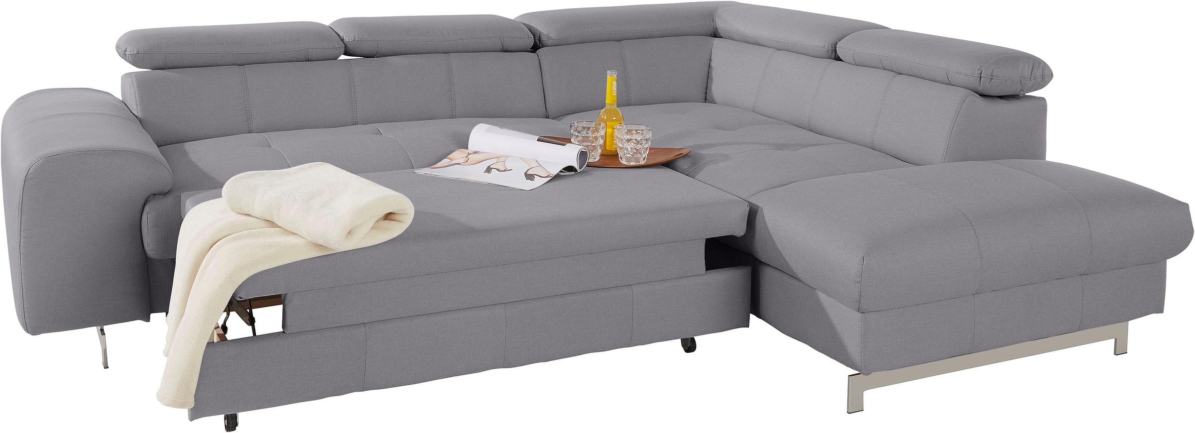 COTTA Ecksofa »Chef L-Form«, mit Kopfteilverstellung, wahlweise mit Bettfunktion & Bettkasten