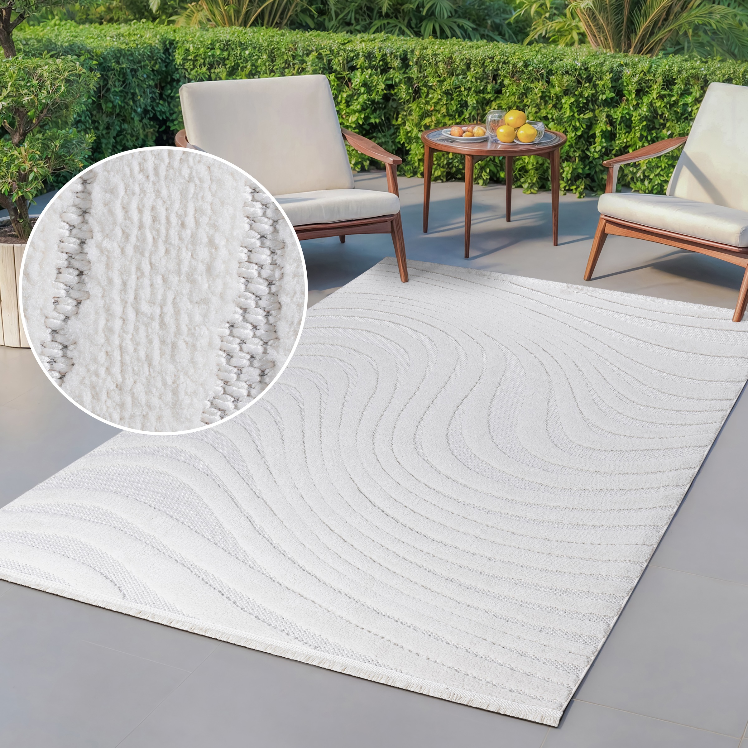 OTTO home Teppich »Samelia mit Fransen, Wellendesign, Balkon, Camping« rech günstig online kaufen