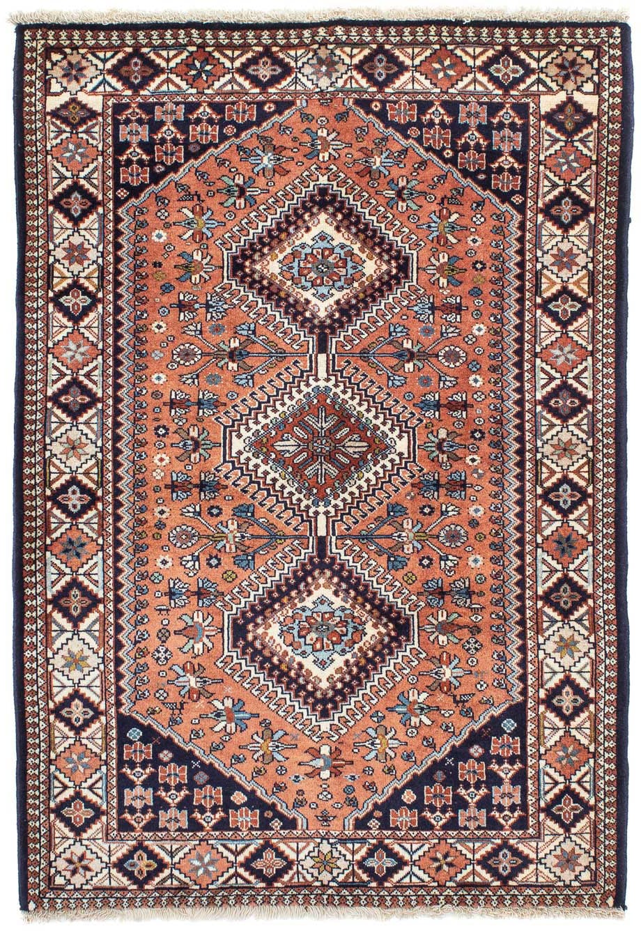 morgenland Wollteppich »Yalameh Felder Blu scuro 166 x 103 cm«, rechteckig, günstig online kaufen