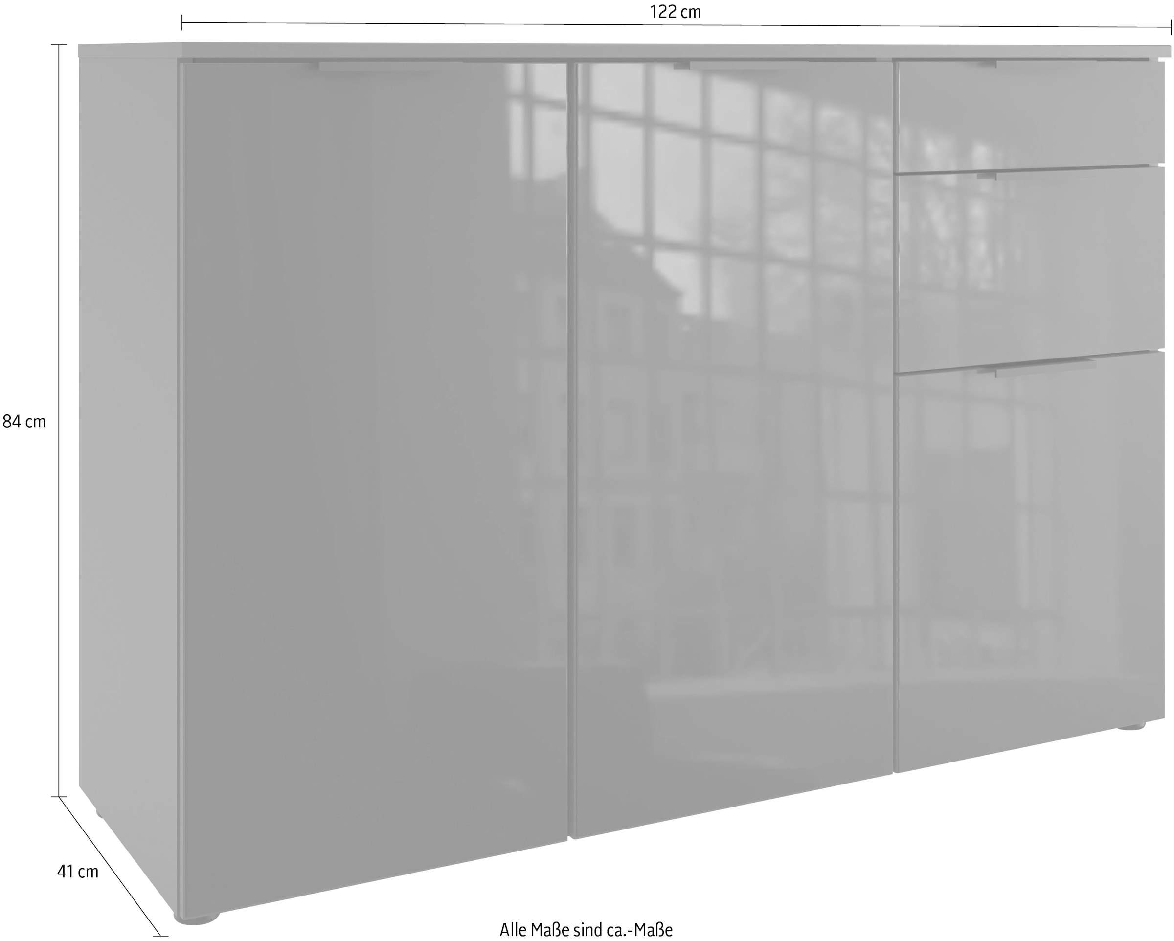 Wimex Kombikommode »Level36 C by fresh to go«, mit Glaselementen auf der Front, soft-close Funktion, 122cm breit
