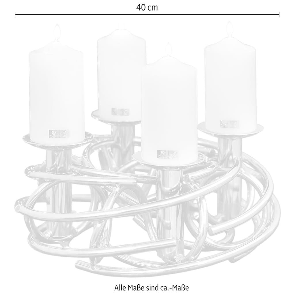 Fink Kerzenständer »Dekokranz CORONA, Ø ca. 40 cm, Adventsleuchter, Weihnachtsdeko«, Adventskranz, für Stumpenkerzen, Kerzenteller demontierbar