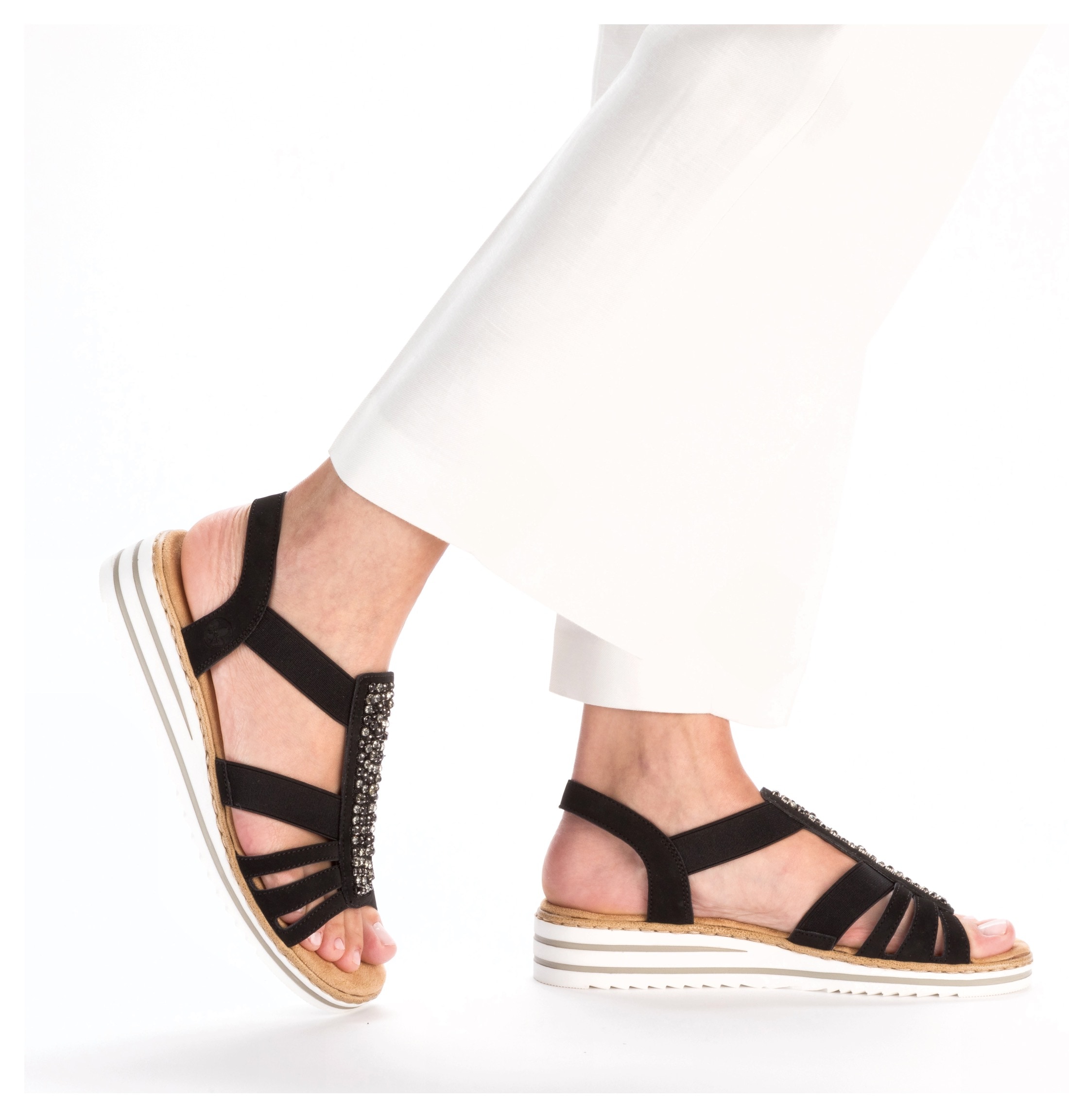 Rieker Keilsandalette  , Sommerschuh, Sandale, Keilabsatz, mit Gummizüge für guten Sitz