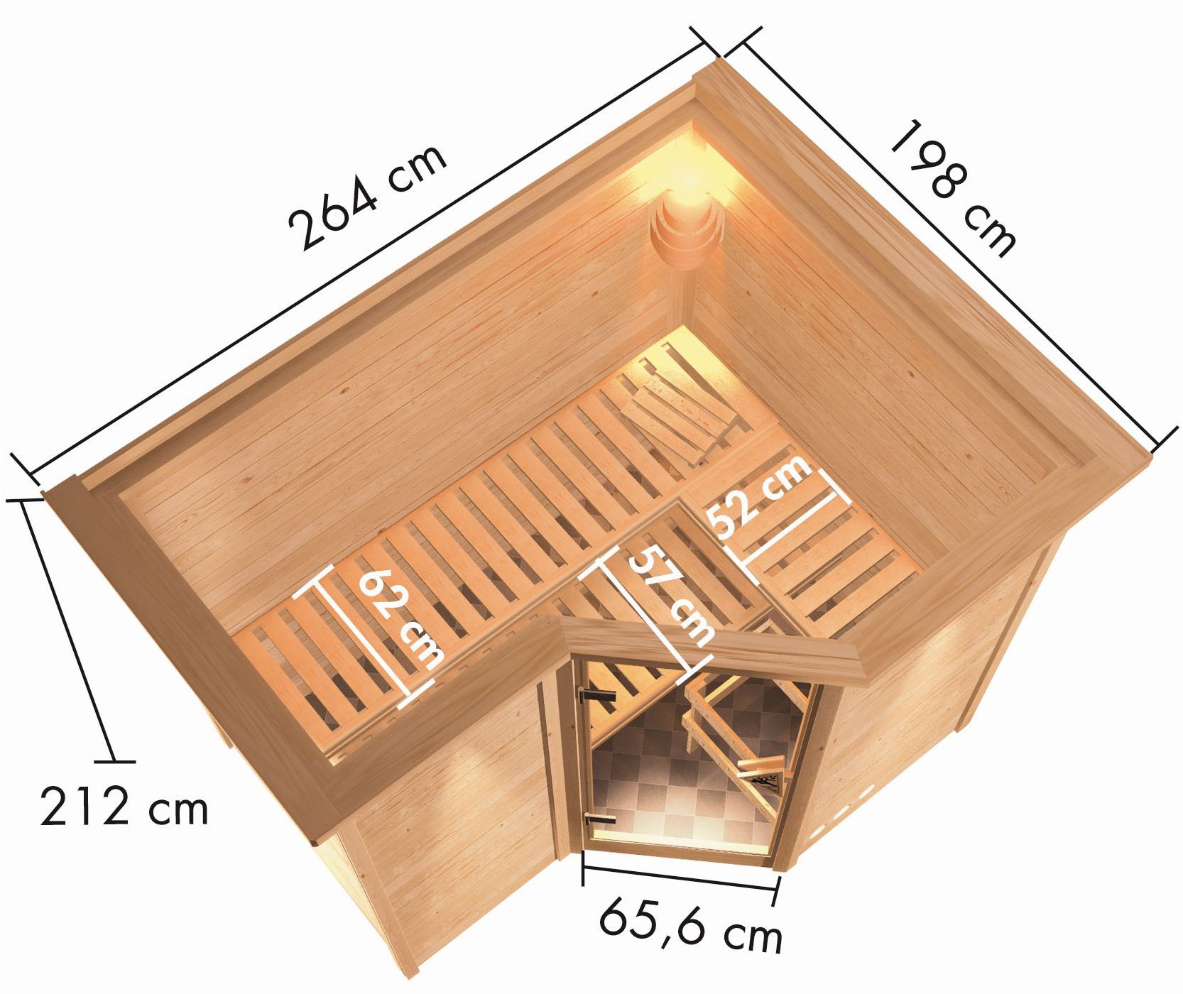 Karibu Sauna »Sanna 2«, 9-kW-Bio-Ofen mit externer Steuerung