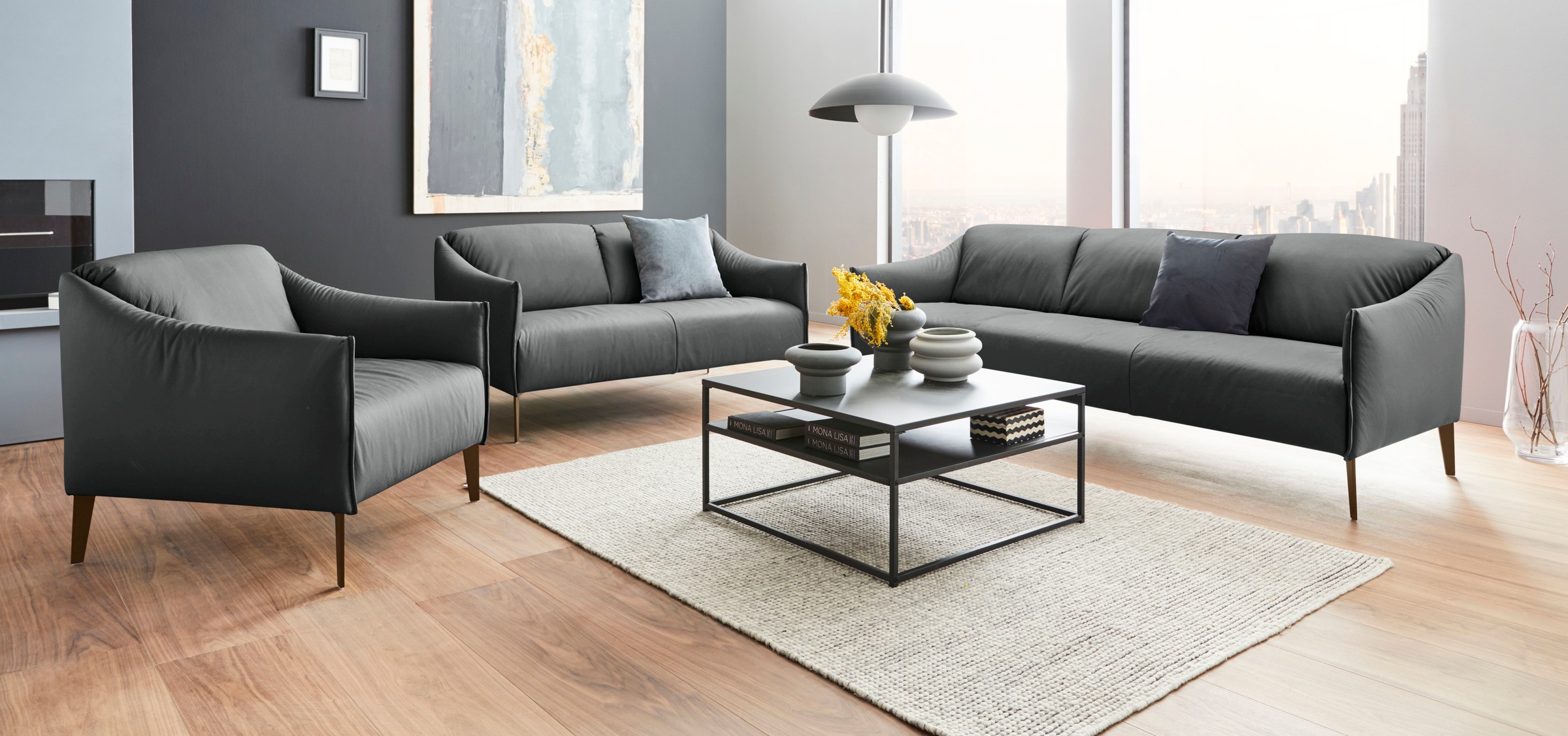 W.SCHILLIG 3-Sitzer »sally« mit Metall-Winkelfüßen in Bronze pulverbeschichtet, Breite 224 cm