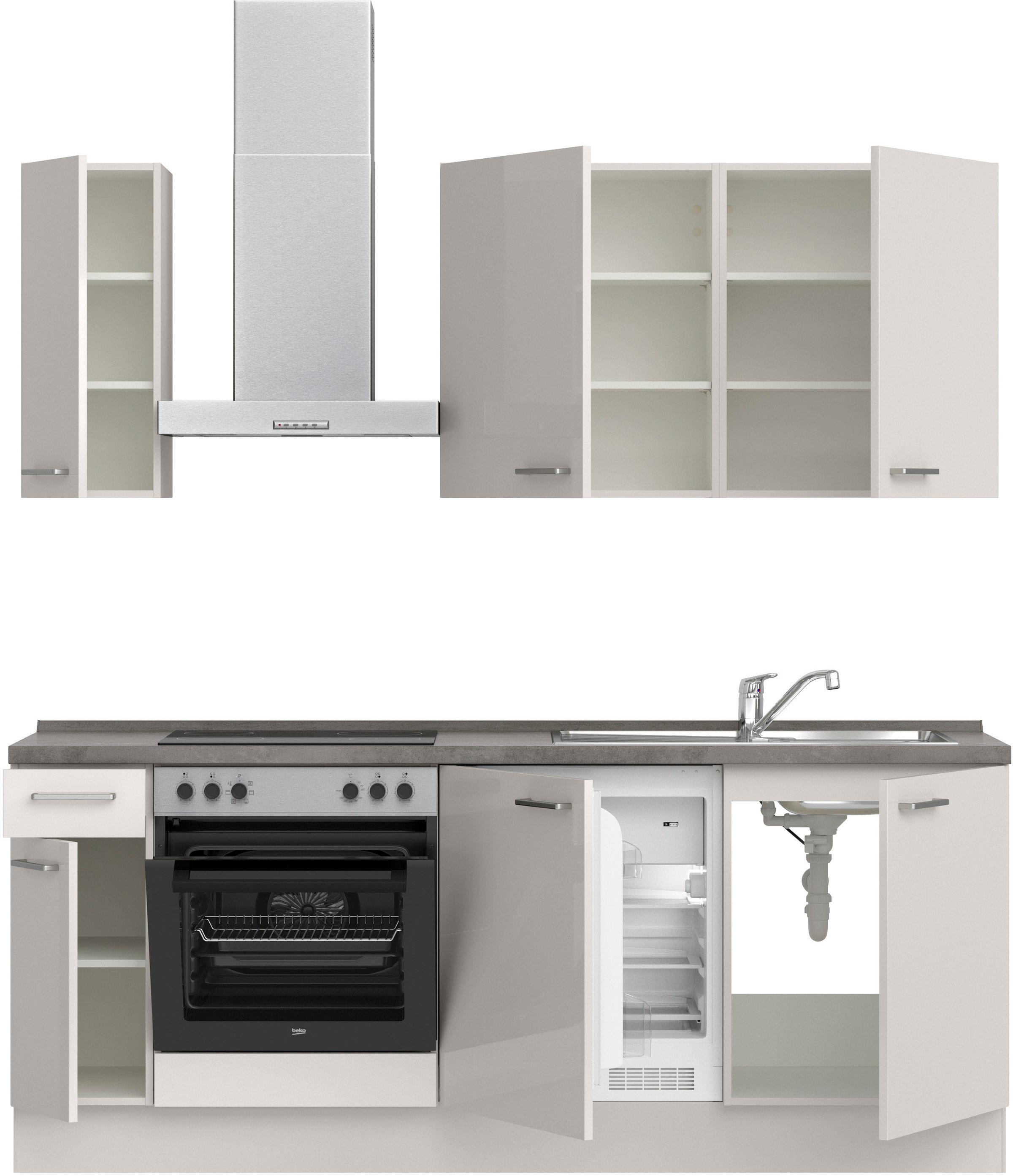 nobilia® Küchenzeile »"Flash I"« vormontiert, Ausrichtung wählbar, Breite 210 cm, wahlw. mit E-Geräten