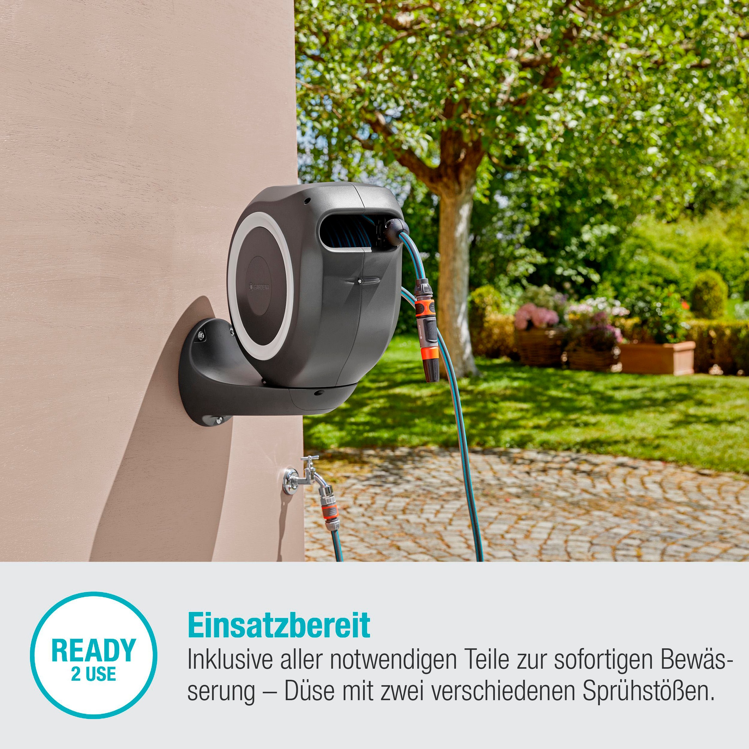 GARDENA Wandschlauchbox »RollUp M, 18612-20«, mit 20 Meter Schlauch
