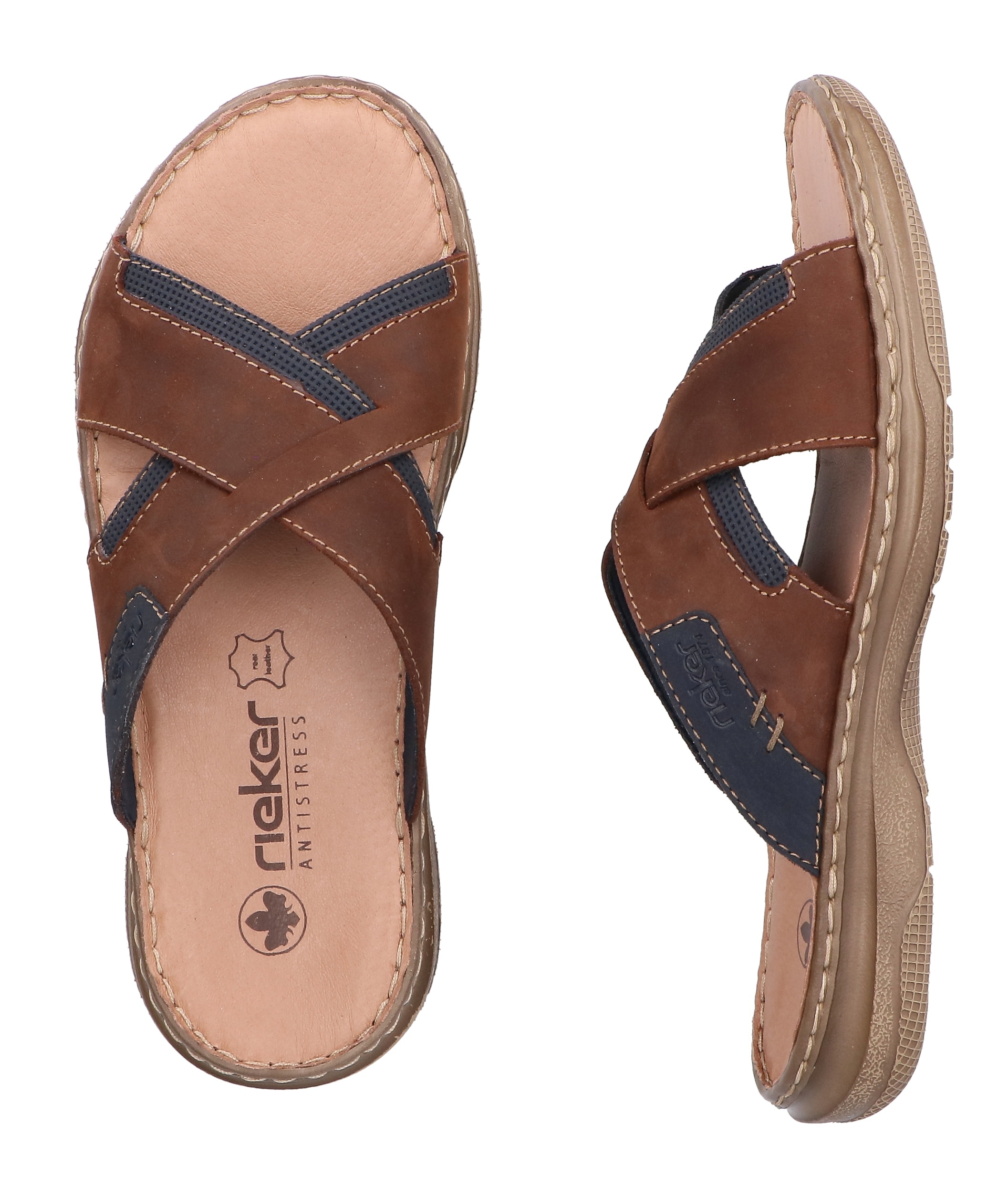 Rieker Pantolette  Sommerschuh, Strandschuh, Urlaubsschuh mit Kreuzbandage