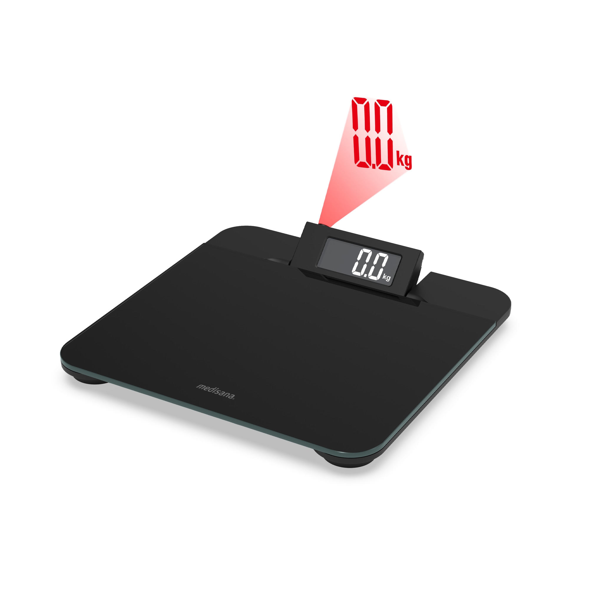 Medisana Personenwaage »PS 520, aus 5 mm Sicherheitsglas und mit Wandprojektionsanzeige« Tragkraft bis 180 kg, großes LCD-Display, Dehnungsmesssensoren