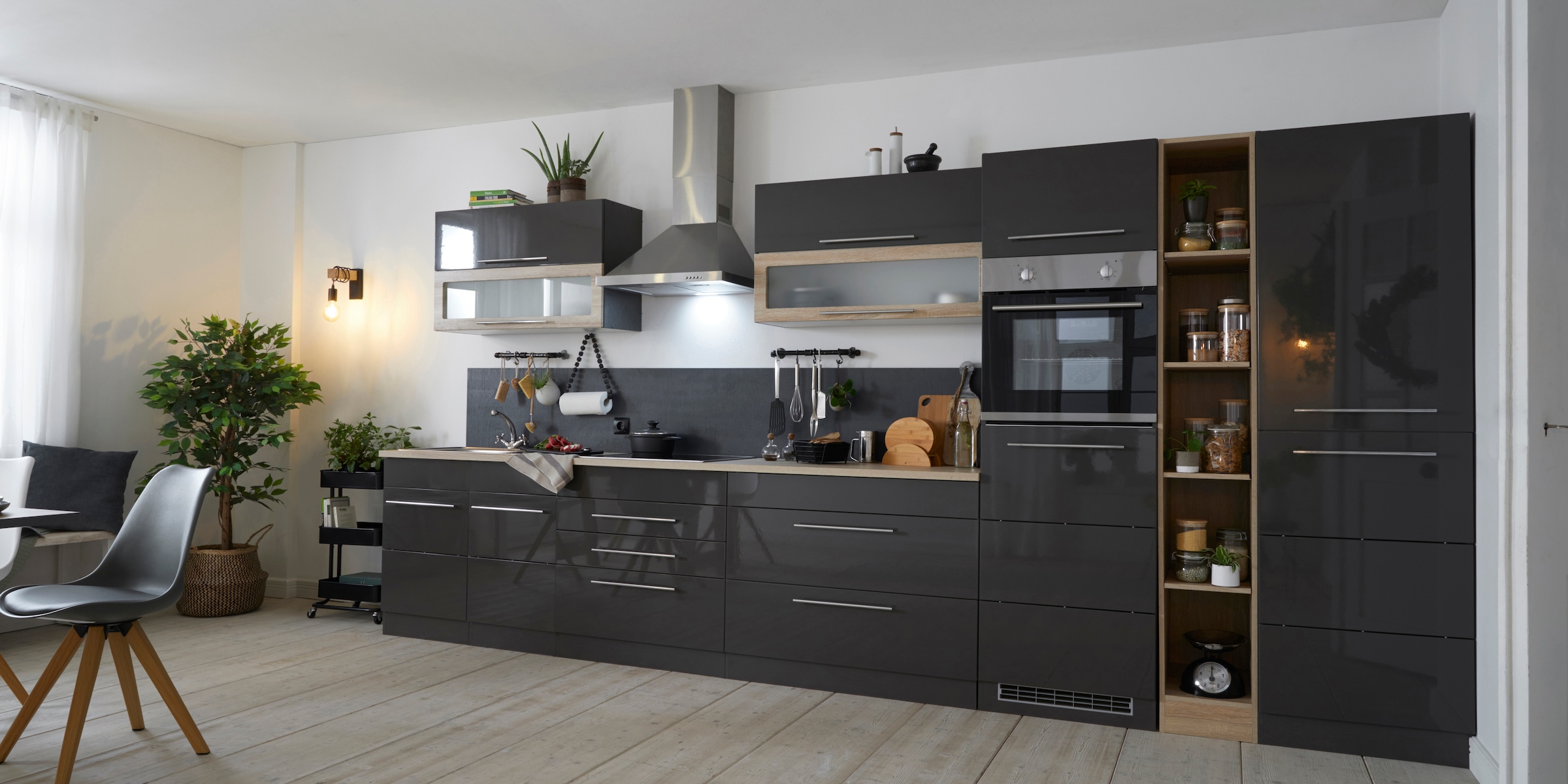 KOCHSTATION Küchenzeile »KS-Wien«, Breite 430 cm, wahlweise mit E-Geräten und Induktion