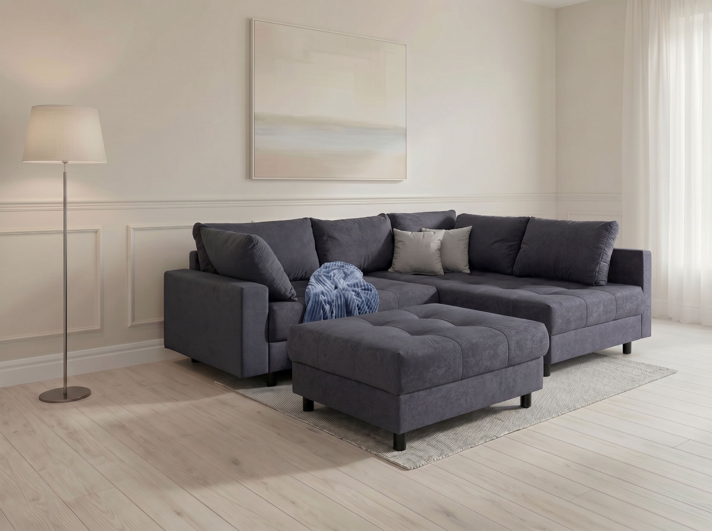 OTTO home Ecksofa »Antonia L-Form, B: 215 cm« Ecksofa, Rückenkissen, ottomane beidseitig montierbar, Bonnelfederkern