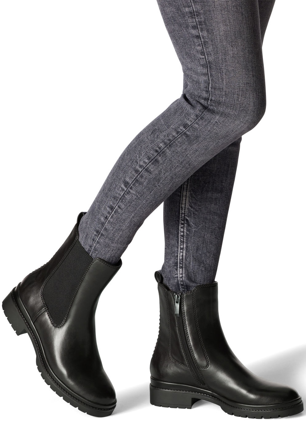 Tamaris Chelseaboots, Blockabsatz, Businessschuh, Stiefelette mit bequemem Stretcheinsatz